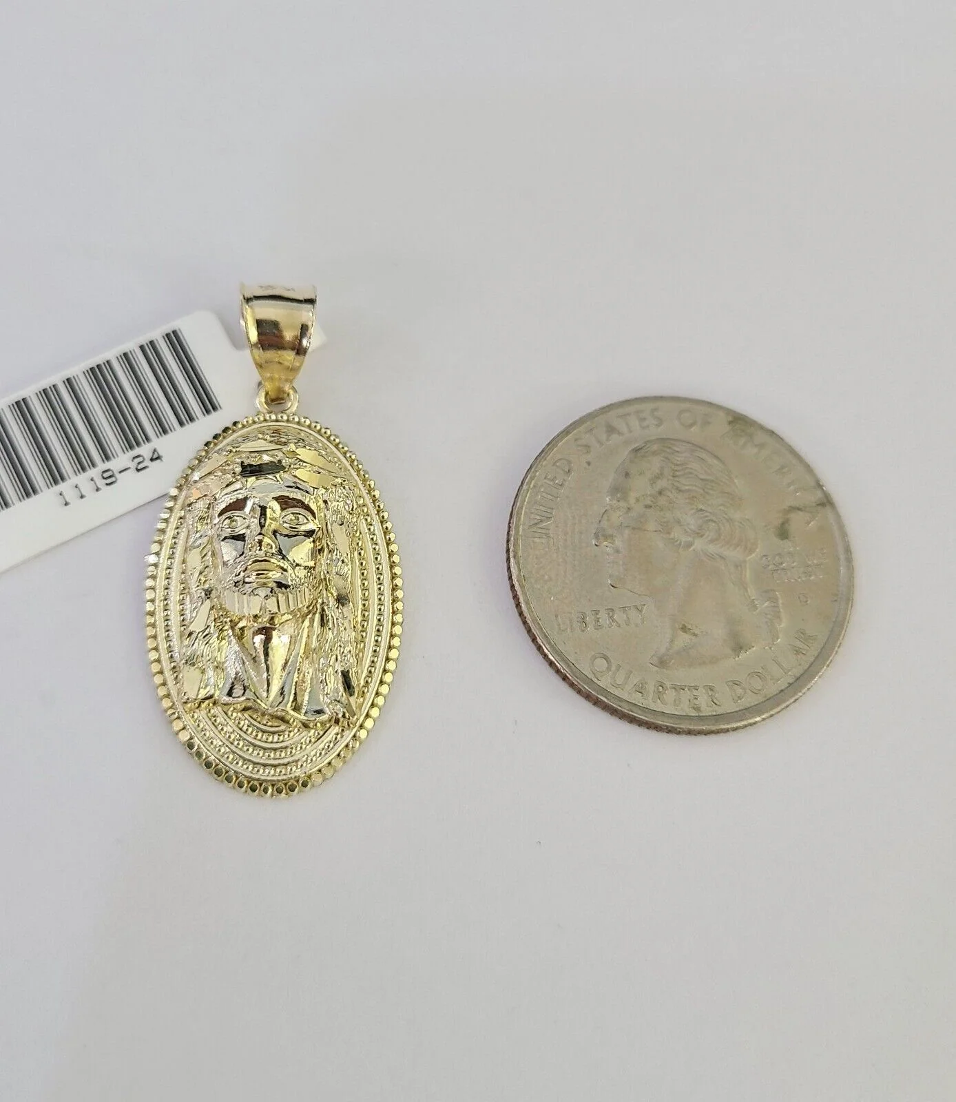 10k Solid Rope Chain 2mm Jesus Head Pendant Charm Necklace SET 18-22" Ladies - Image 2