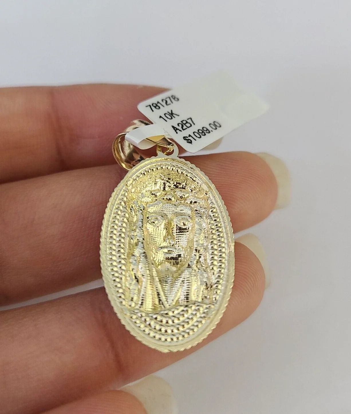 10k Solid Rope Chain 2mm Jesus Head Pendant Charm Necklace SET 18-22" Ladies - Image 6