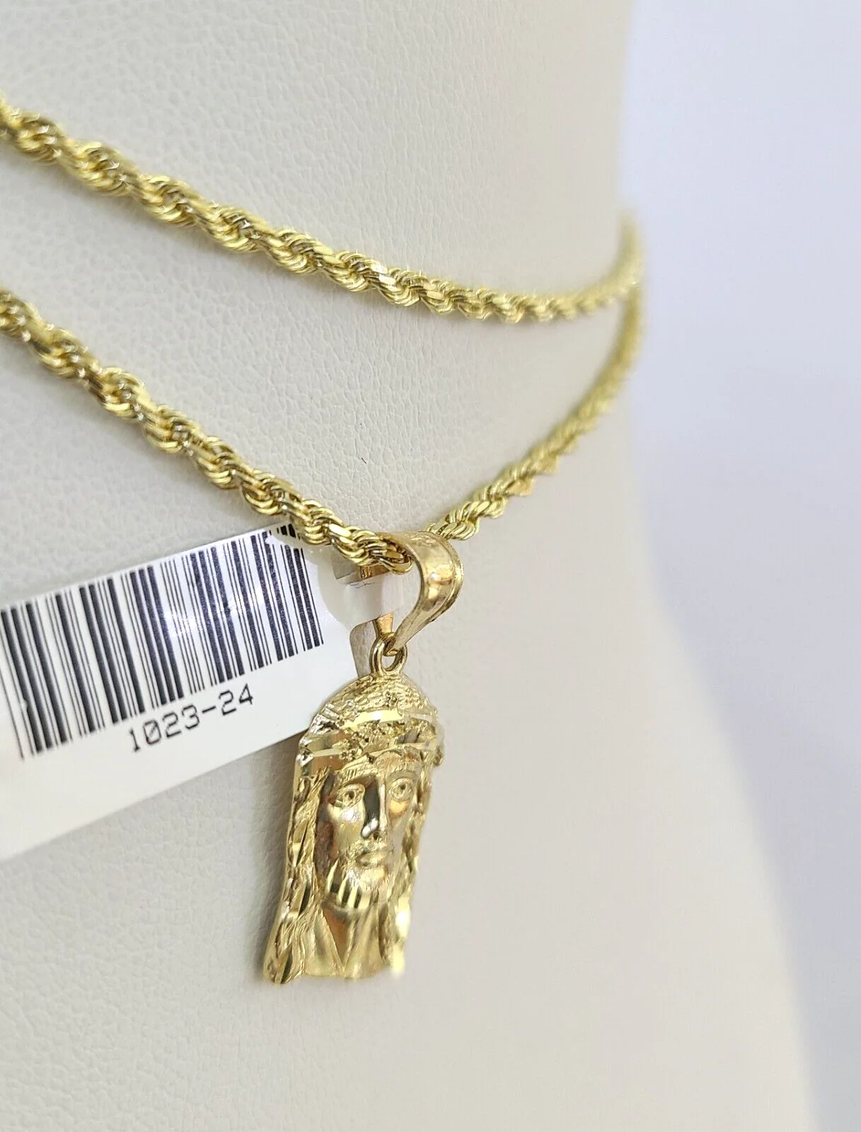 10k Solid Rope Chain 2mm Jesus Head Pendant Charm Necklace SET 18-24 in - Image 7