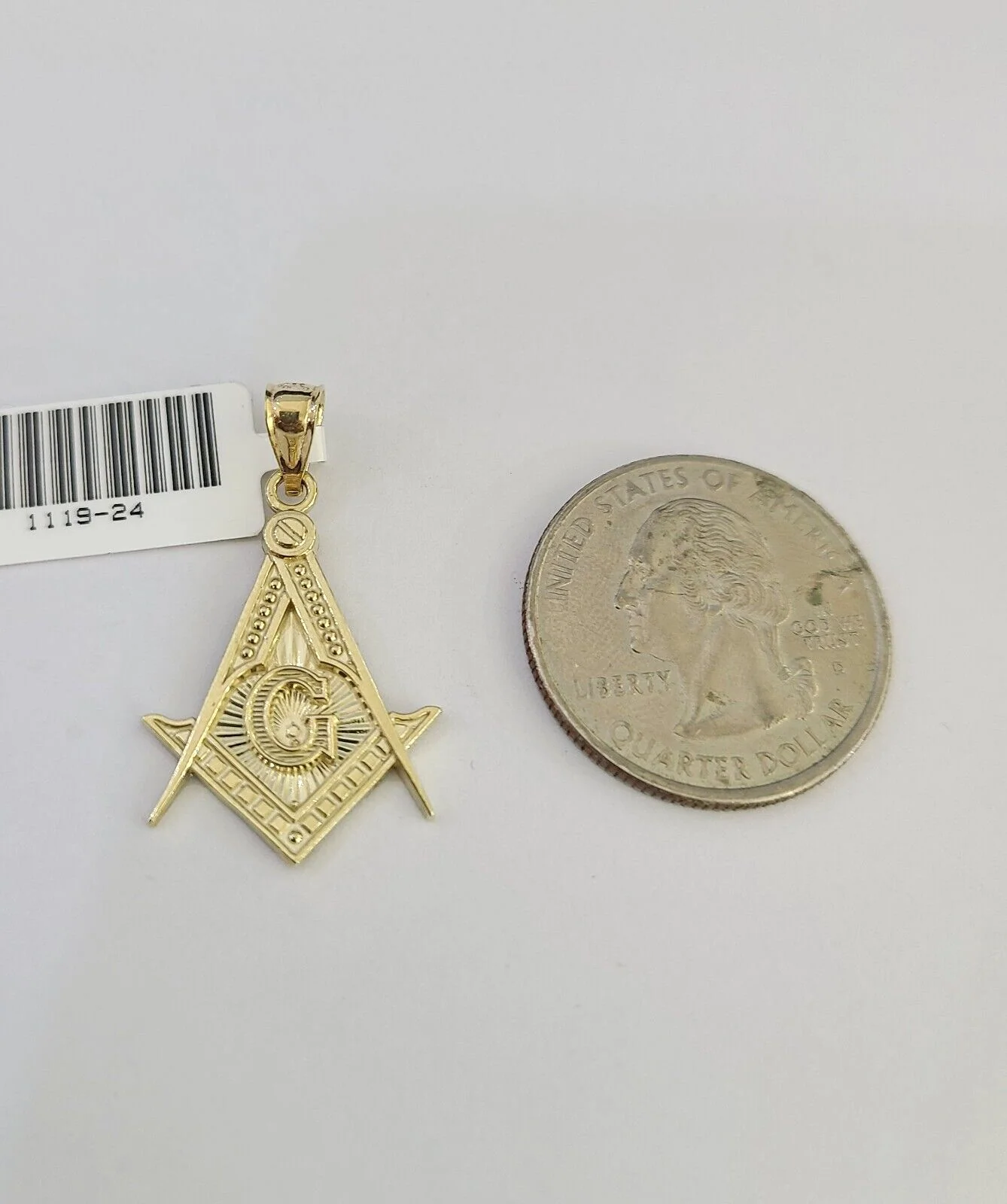 10k Solid Rope Chain 2mm Masonic Pendant Charm Necklace SET 18-22" Ladies Yellow - Image 4