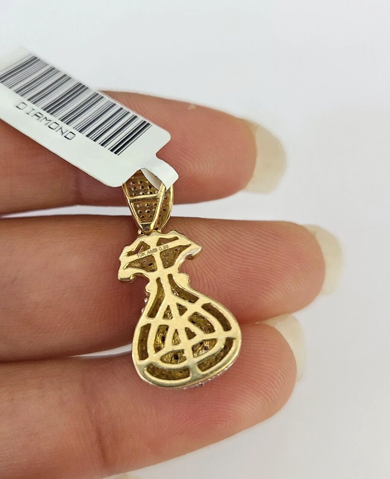 10k Solid Rope Chain 2mm Money Bag Diamond Pendant Charm Necklace SET 18-22 in - Image 7