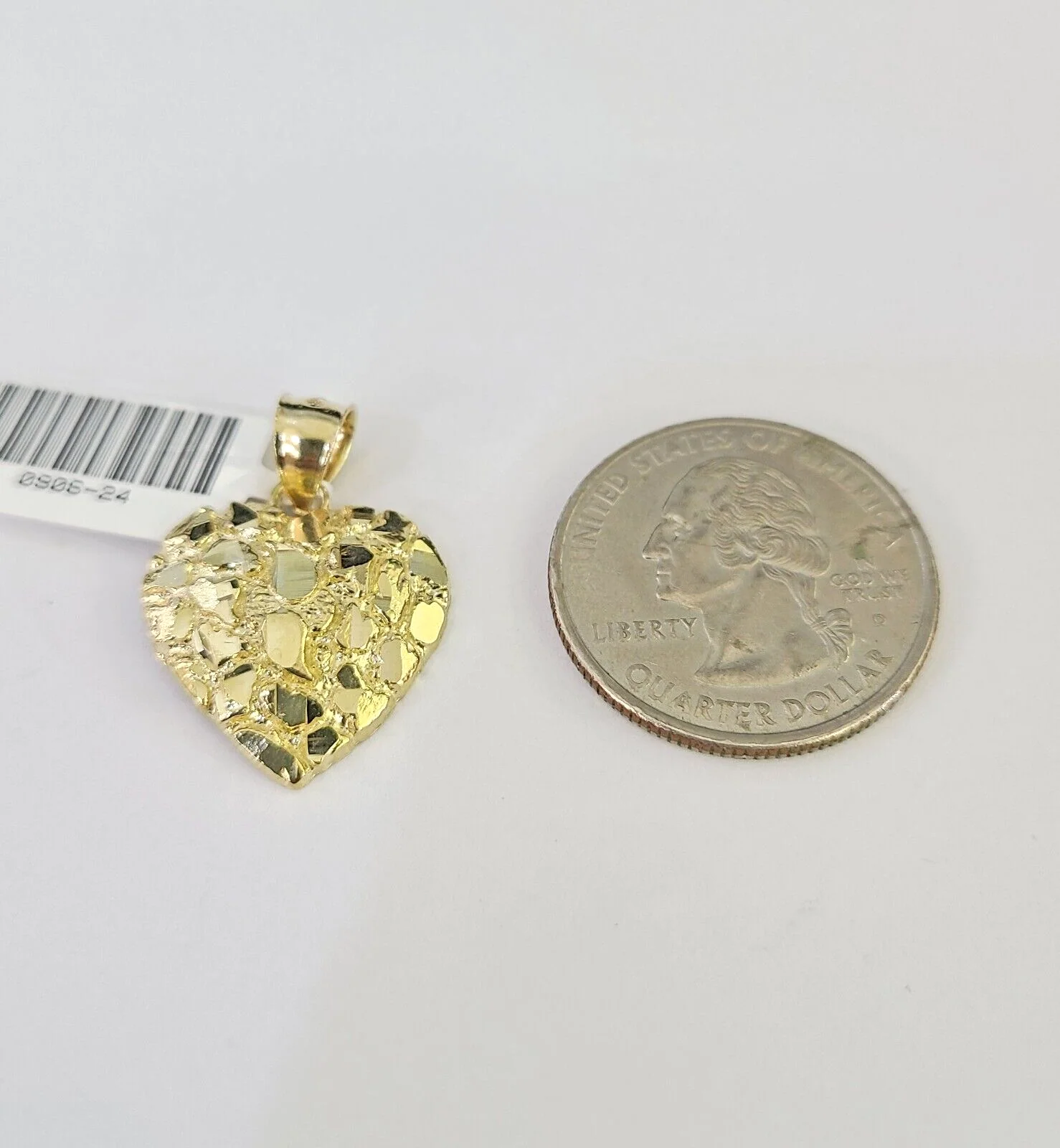 10k Solid Rope Chain 2mm Nugget Heart Pendant Charm Necklace SET 16"-22" Ladies - Image 5