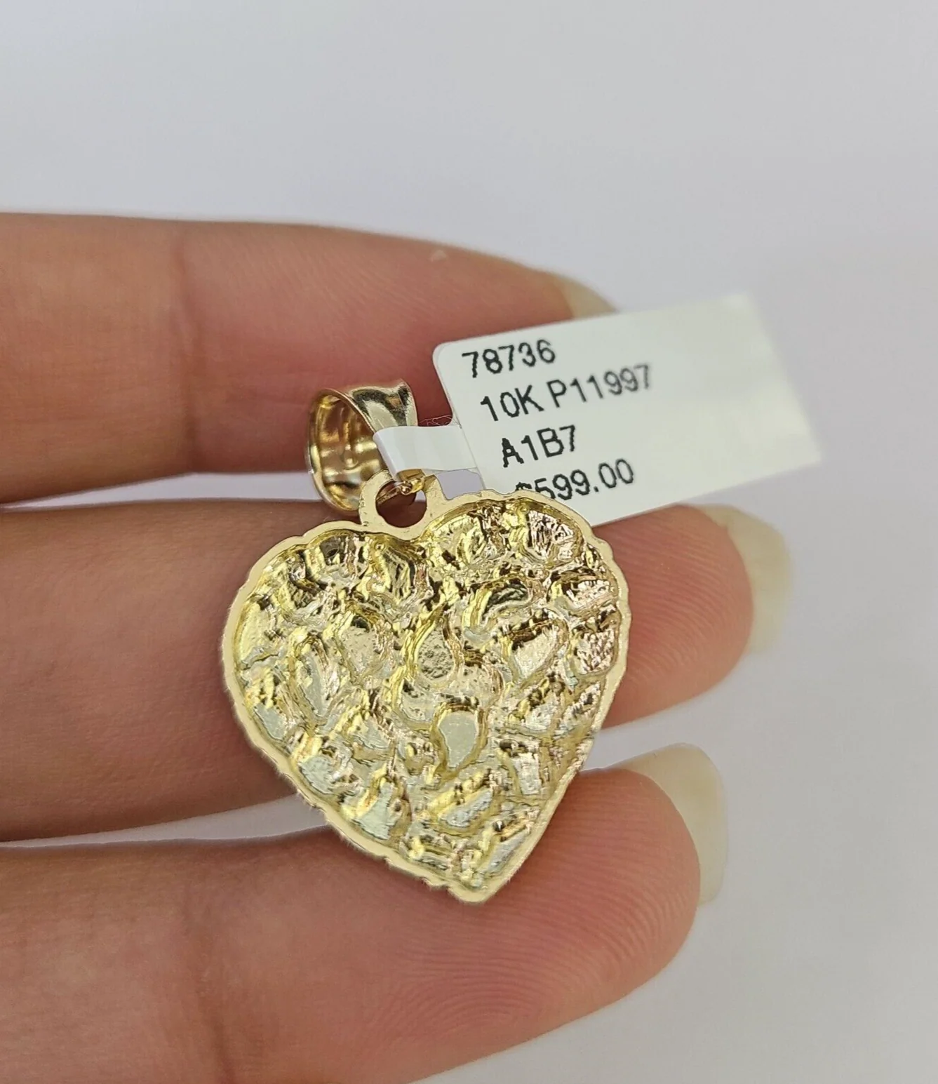 10k Solid Rope Chain 2mm Nugget Heart Pendant Charm Necklace SET 16"-22" Ladies - Image 7