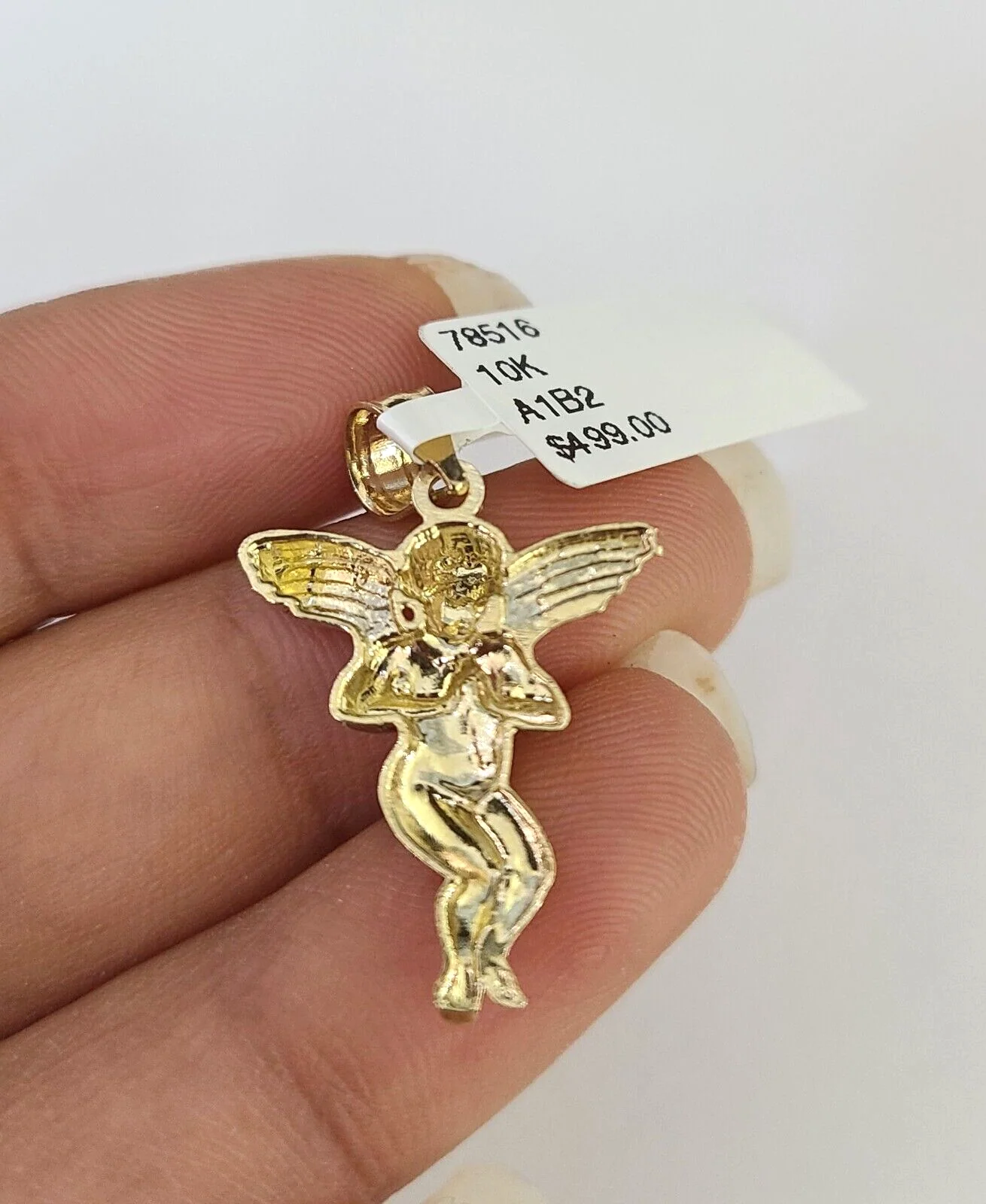 10k Solid Rope Chain 2mm Praying Angel Pendant Charm Necklace SET 18-22" Ladies - Image 8