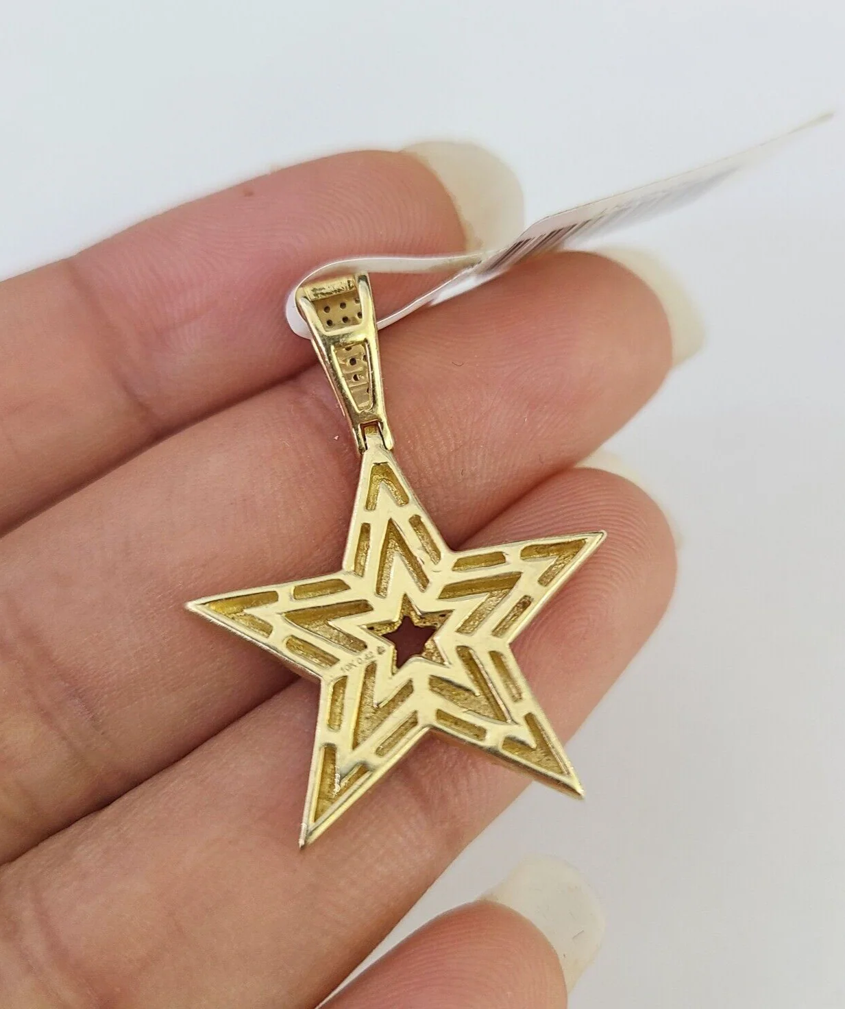 10k Solid Rope Chain 2mm Star Diamond Pendant Charm Necklace SET 18-22 in - Image 7