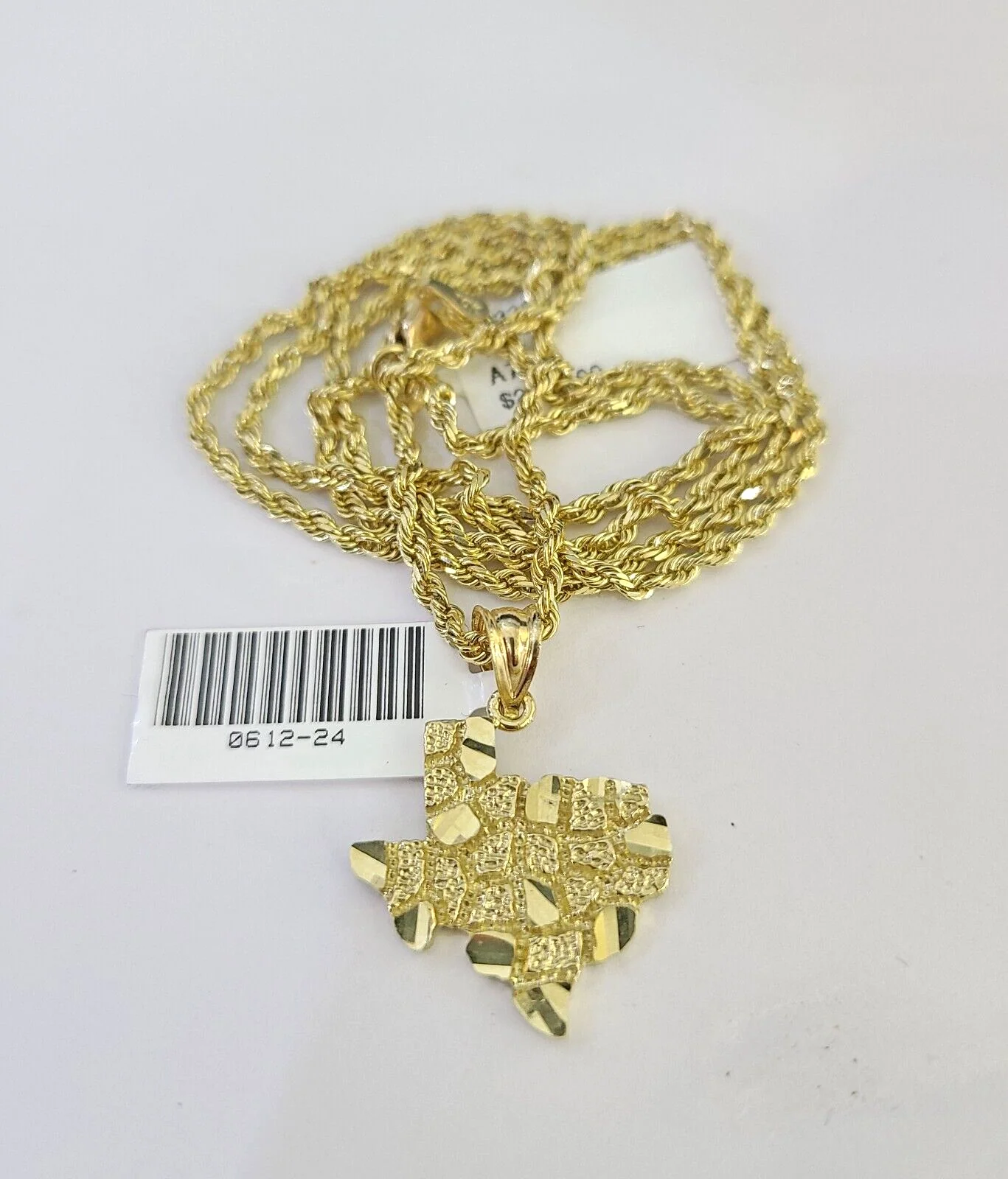 10k Solid Rope Chain 2mm Texas Map Pendant Charm Necklace SET 18-24 in - Image 6