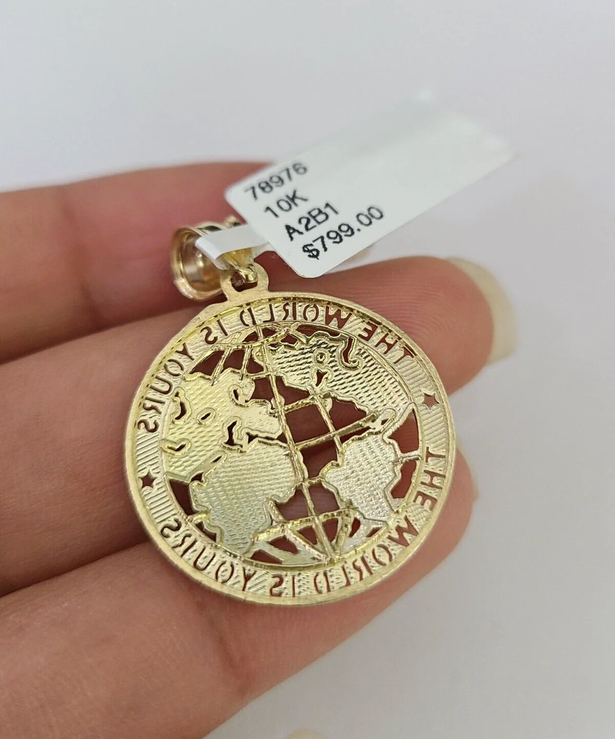 10k Solid Rope Chain 2mm World is Yours Pendant Necklace SET 18-22 in Ladies - Image 7