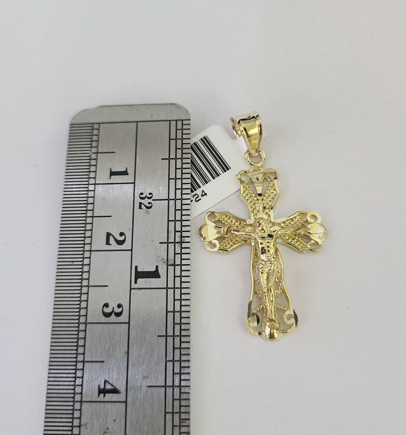 10k Solid Rope Chain 3mm Jesus Cross Pendant Charm Necklace SET 18-24 in - Image 2