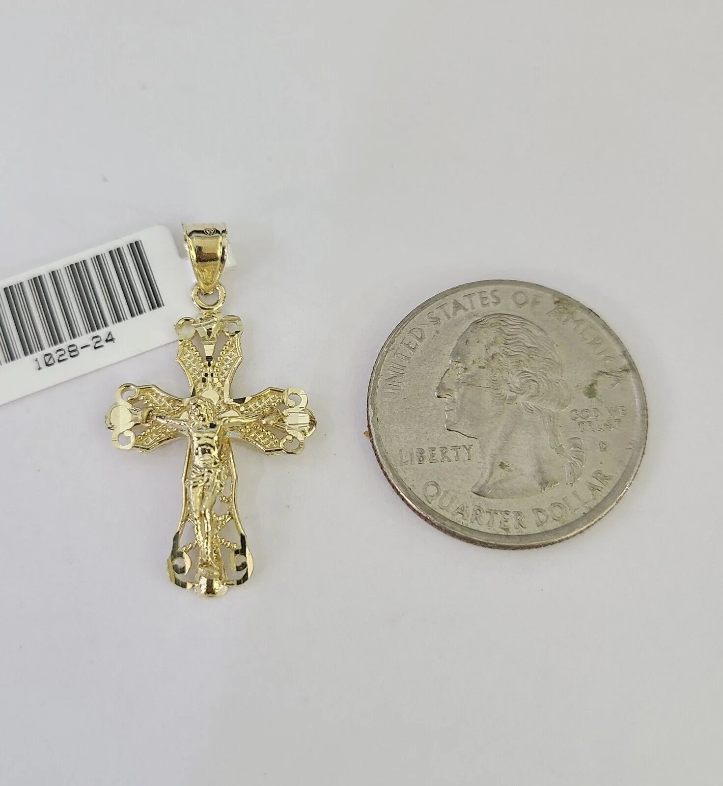 10k Solid Rope Chain 3mm Jesus Cross Pendant Charm Necklace SET 18-24 in - Image 3