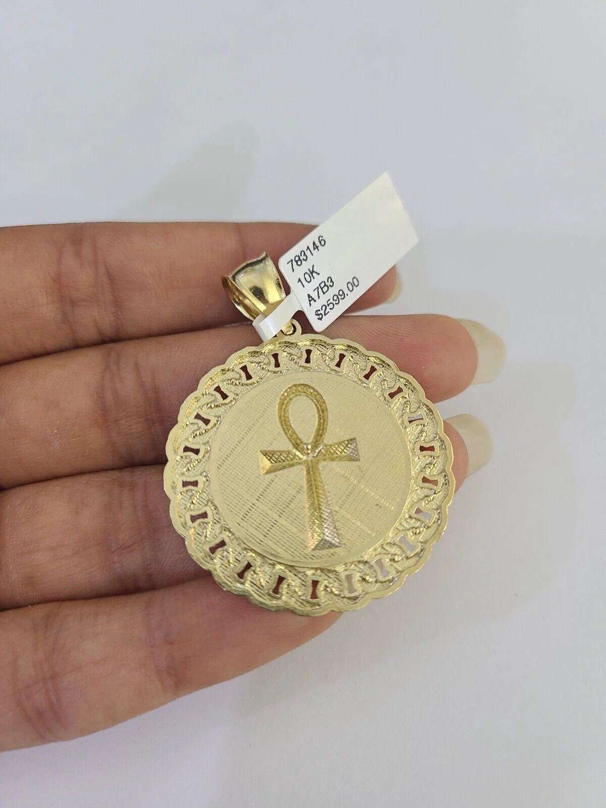 10k Solid Rope Chain Ankh Cross Charm Set 4mm 20"-28" Necklace Gold Yellow - Image 7