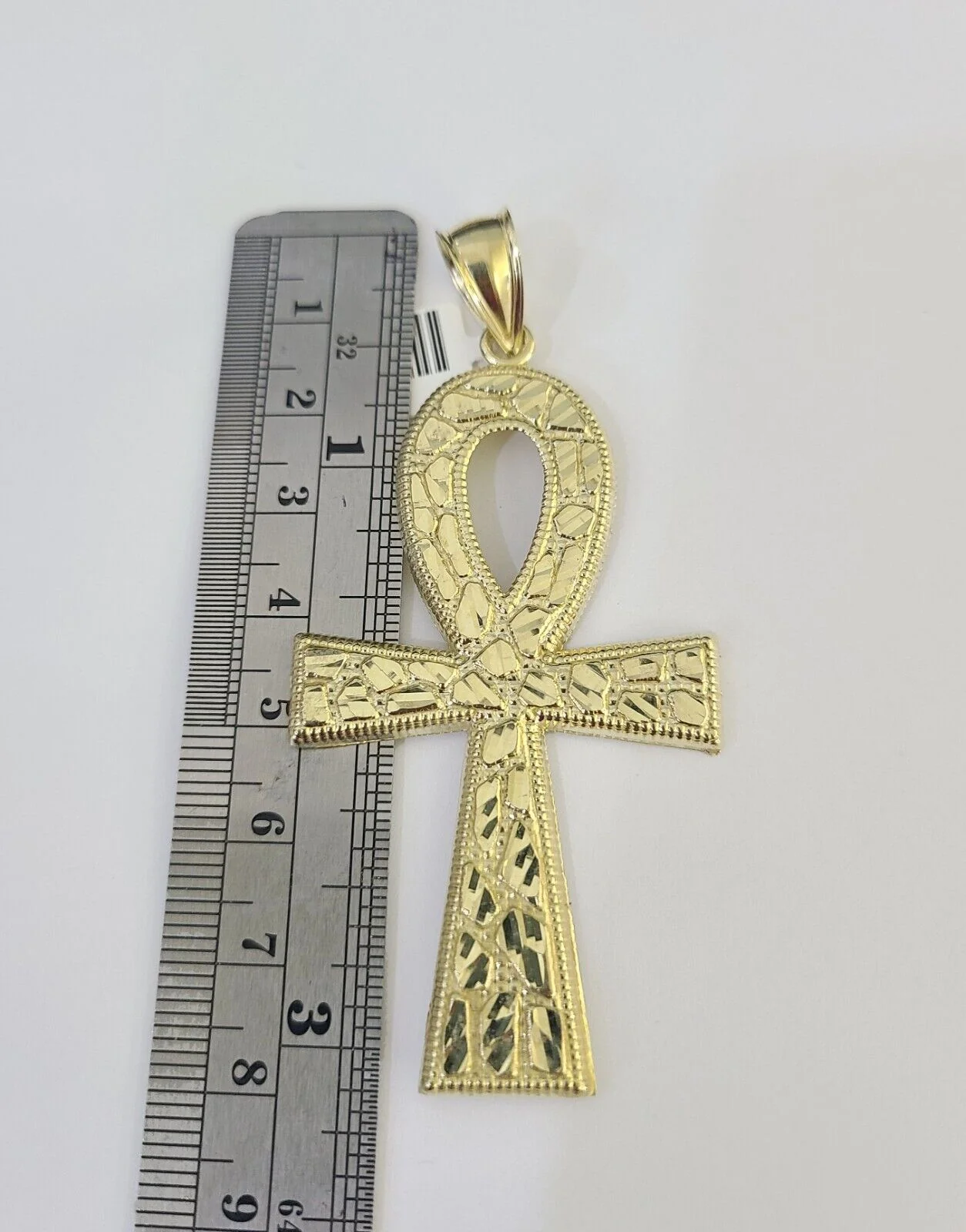 10k Solid Rope Chain Ankh Cross Charm Set 4mm 20"-28" Necklace Gold Yellow - Image 3