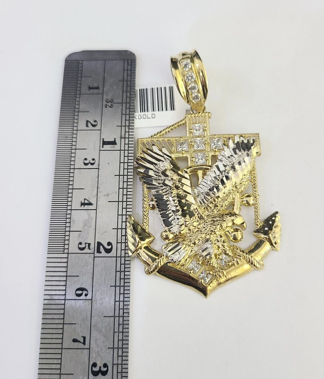 10k Solid Rope Chain Eagle Anchor Charm Set 4mm 18"-30" Necklace Gold Pendant - Image 2