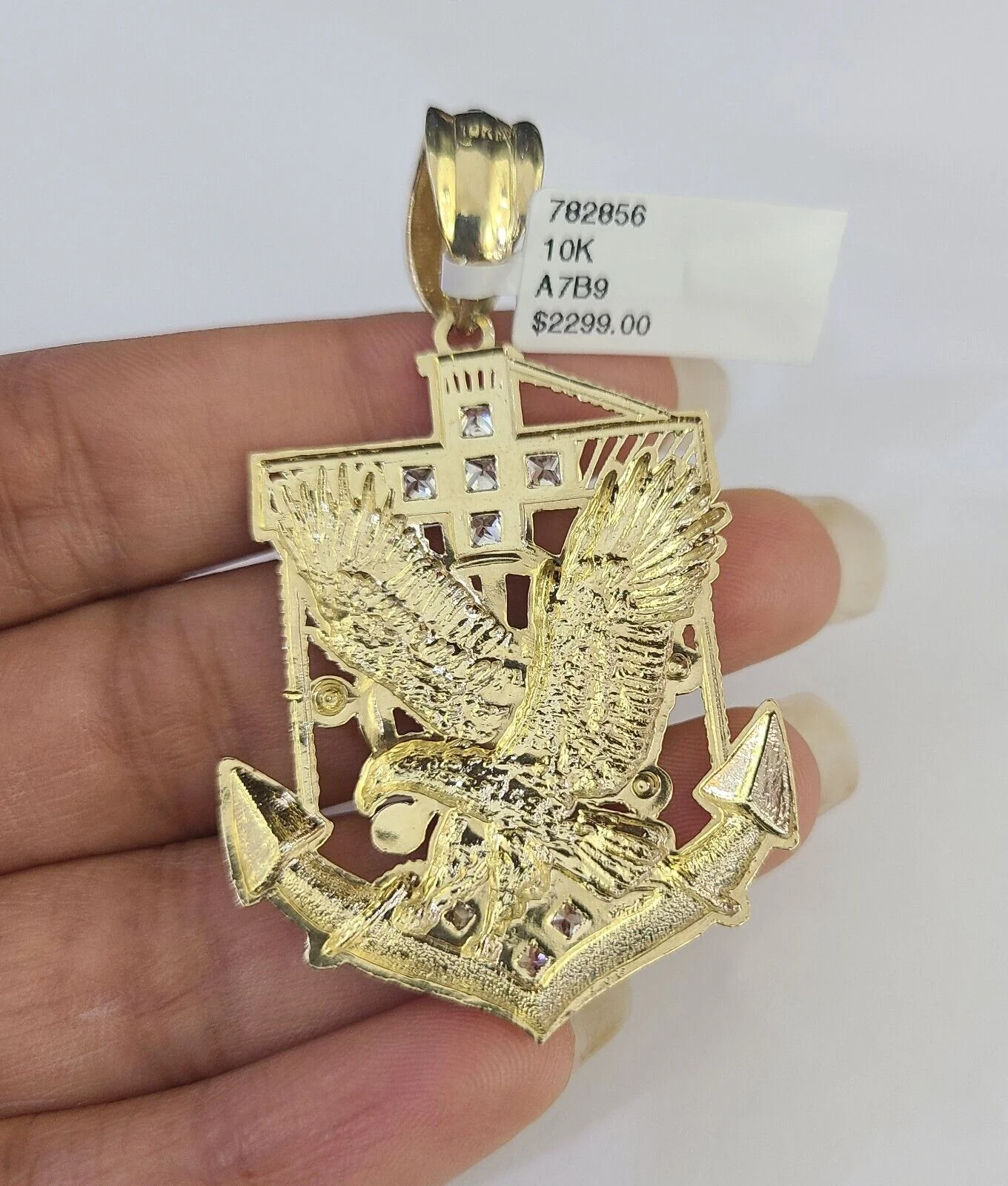 10k Solid Rope Chain Eagle Anchor Charm Set 4mm 18"-30" Necklace Gold Pendant - Image 7