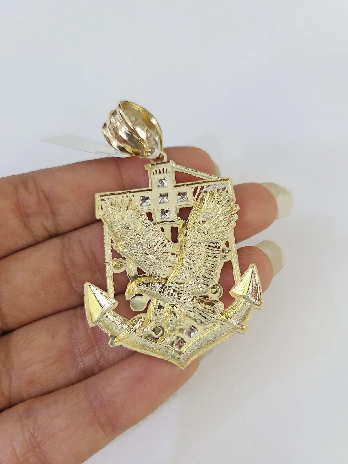 10k Solid Rope Chain Eagle Anchor Charm Set 4mm 20"-28" Necklace Gold Yellow - Image 7