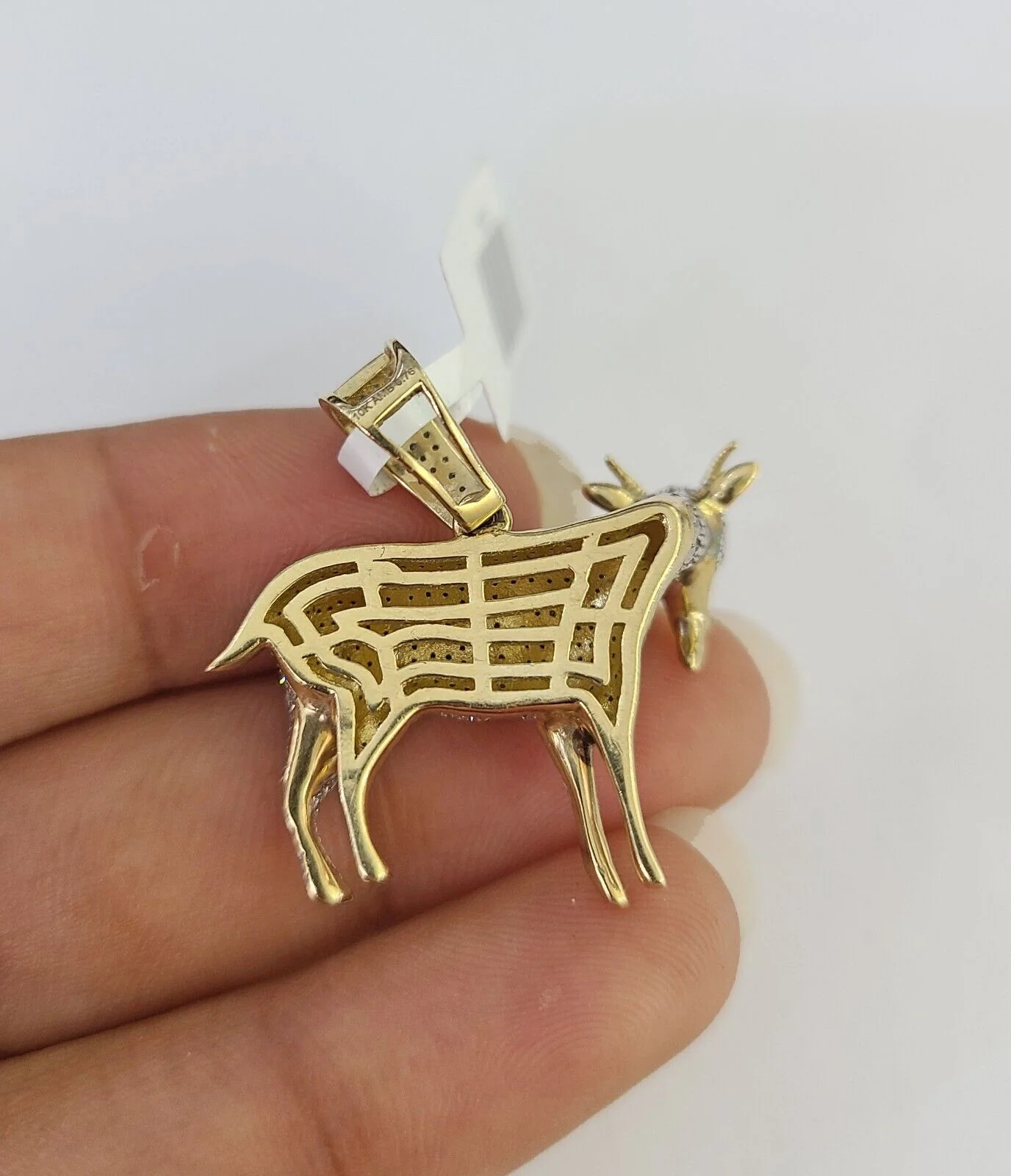 10k Solid Rope Chain Goat Charm Diamond Set 4mm 20"-28" Necklace Gold Yellow - Image 7