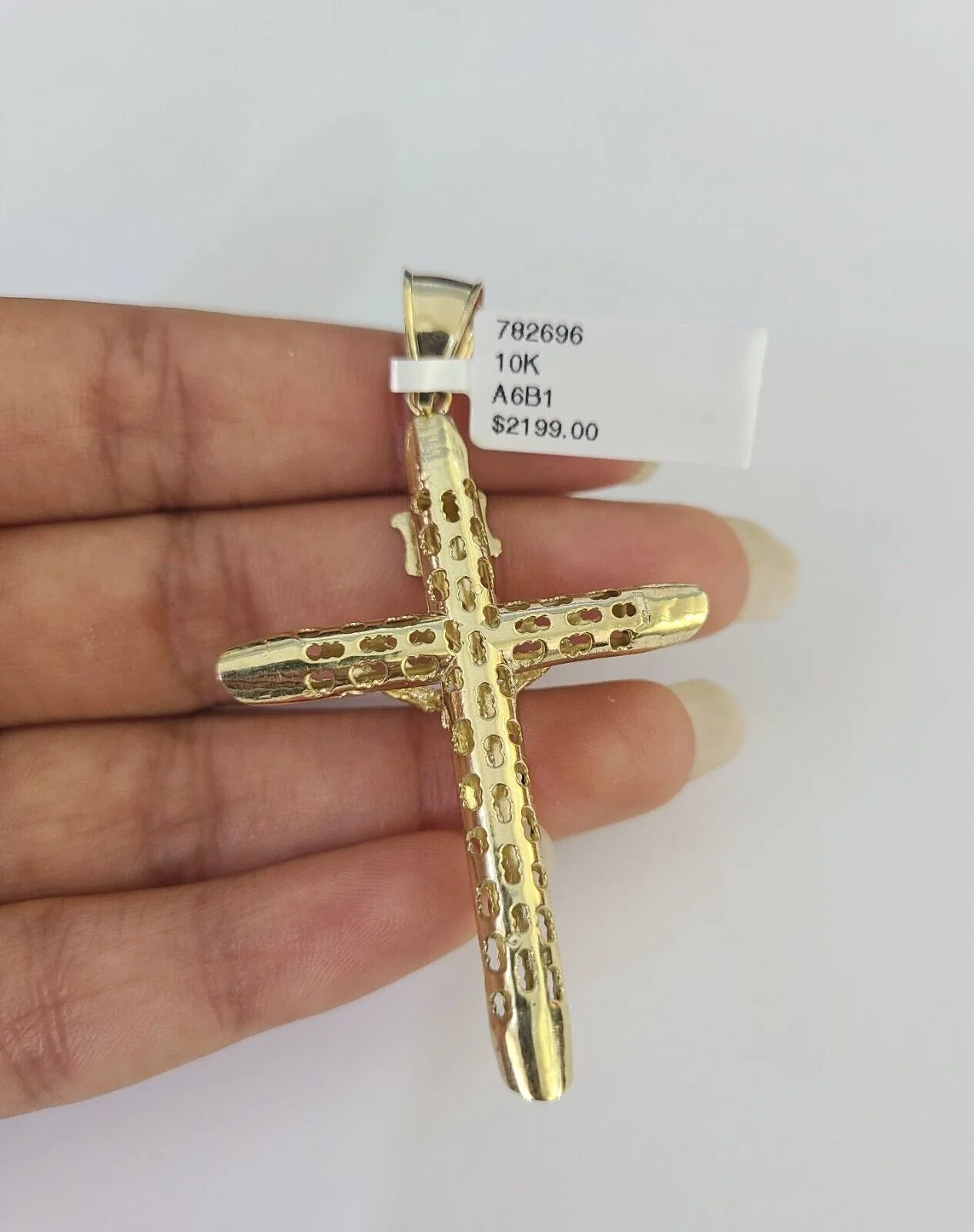10k Solid Rope Chain INRI Jesus Cross Charm Set 4mm 20"-28" Necklace Gold Yellow - Image 7
