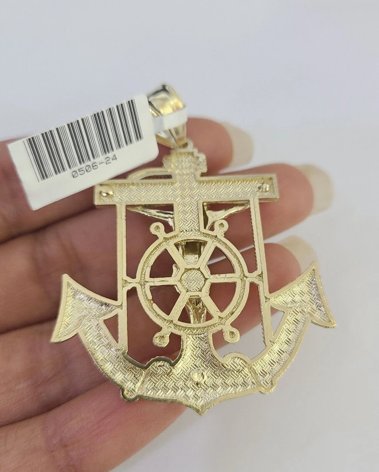 10k Solid Rope Chain Jesus Anchor Charm Set 4mm 18"-30" Necklace Gold Pendant - Image 7