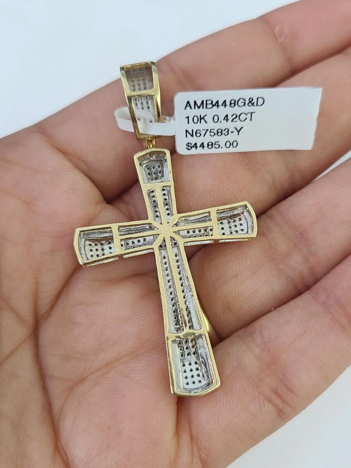 10k Solid Rope Chain Jesus Cross Charm Diamond Set 4mm 20"-28" Necklace Gold - Image 6