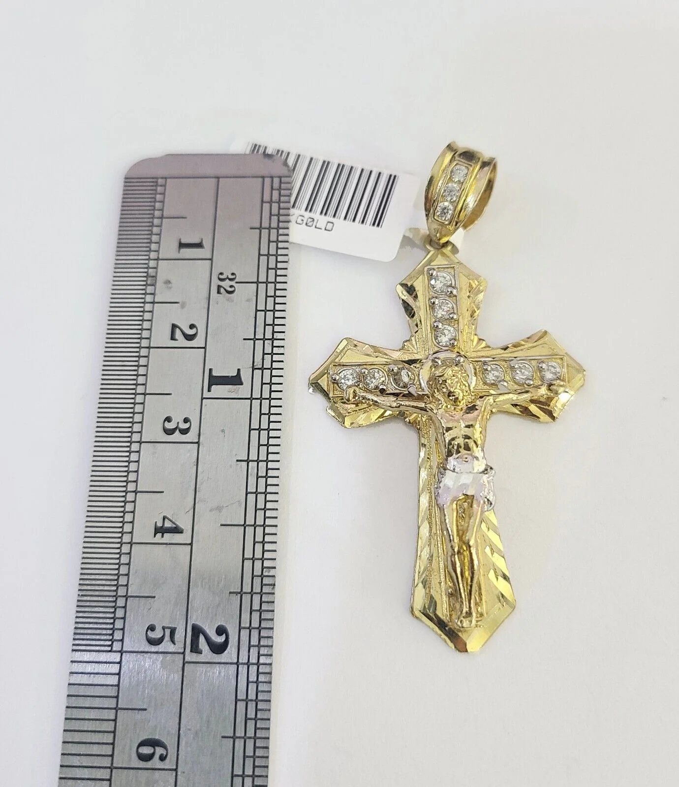 10k Solid Rope Chain Jesus Cross Charm Set 4mm 18"-30" Necklace Gold Pendant - Image 2