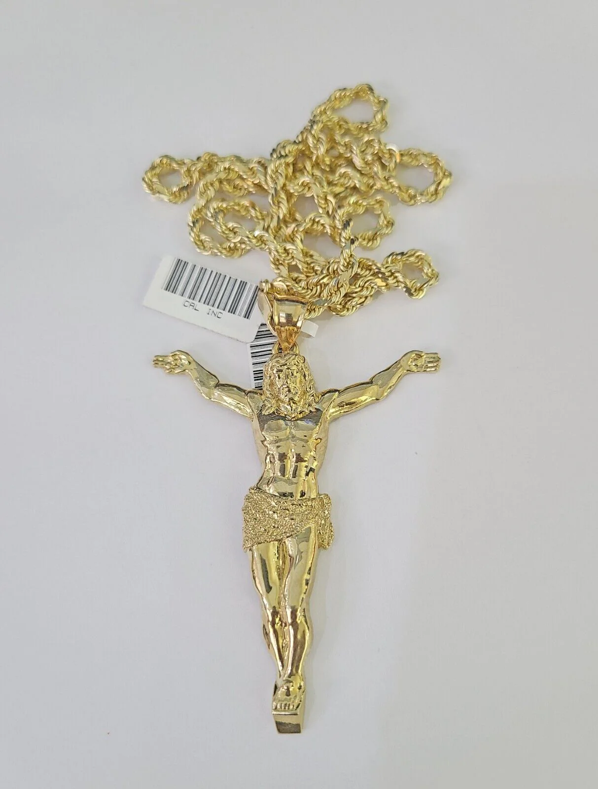 10k Solid Rope Chain Jesus Full Body Charm Set 4mm 20"-28" Necklace Gold Yellow - Image 6