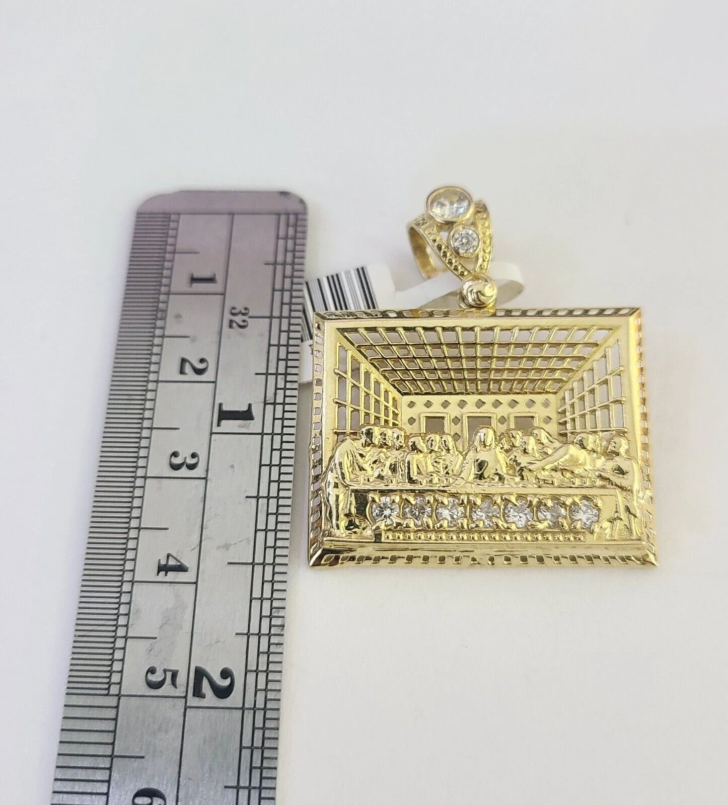 10k Solid Rope Chain Last Supper Charm Set 4mm 18"-30" Necklace Gold Pendant - Image 2
