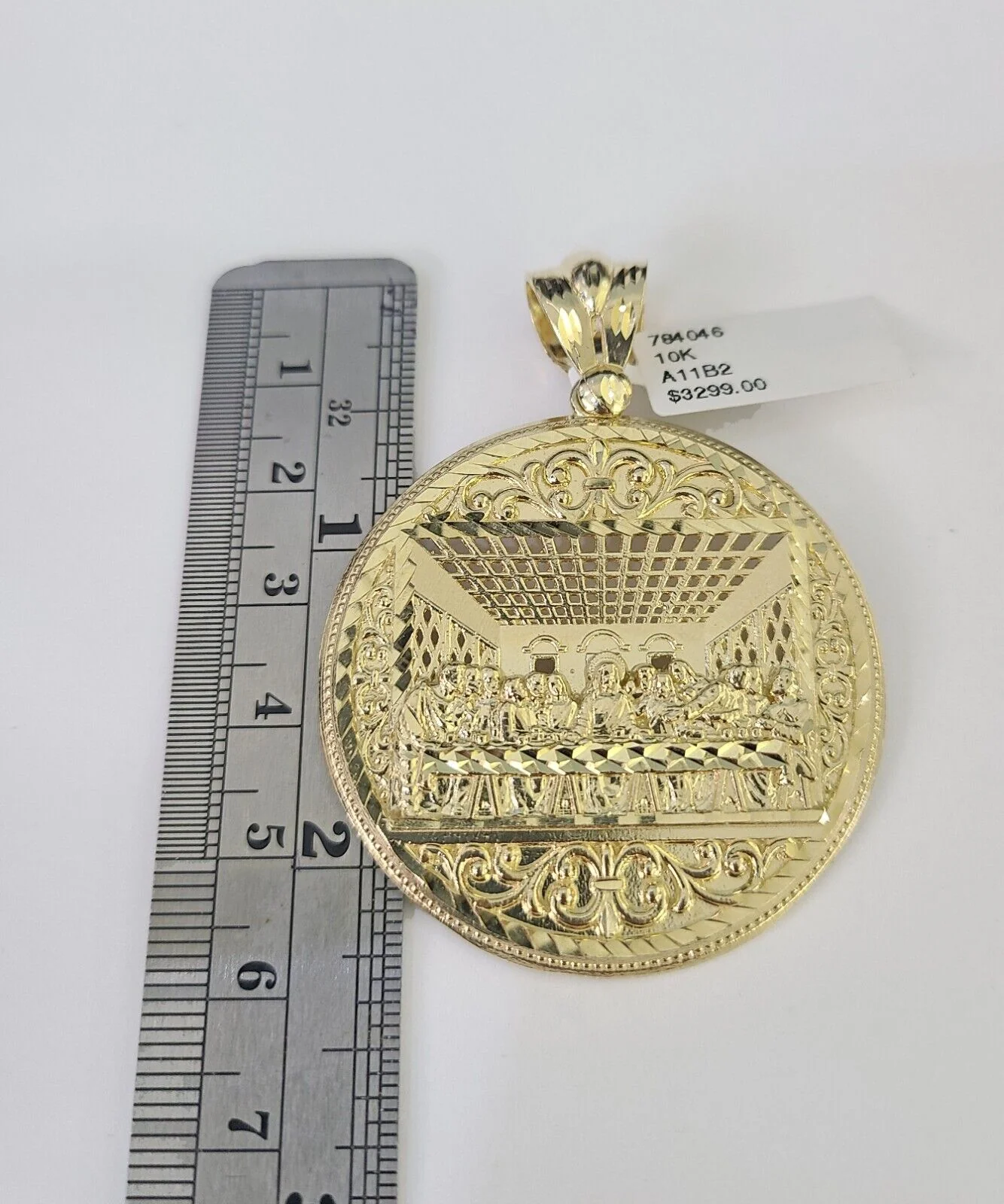 10k Solid Rope Chain Last Supper Charm Set 4mm 20"-28" Necklace Gold Yellow - Image 3