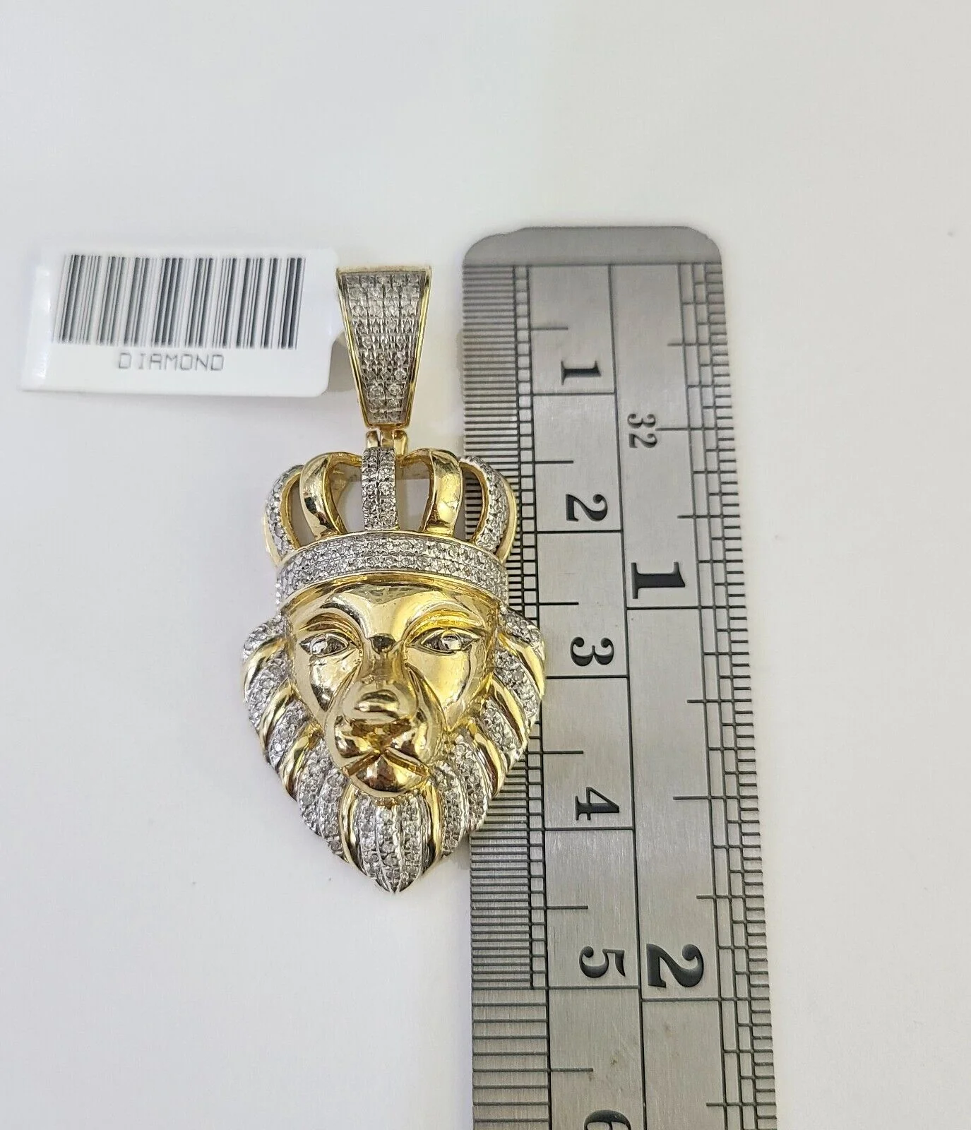 10k Solid Rope Chain Lion Charm Diamond Set 4mm 20"-28" Necklace Gold Yellow - Image 6