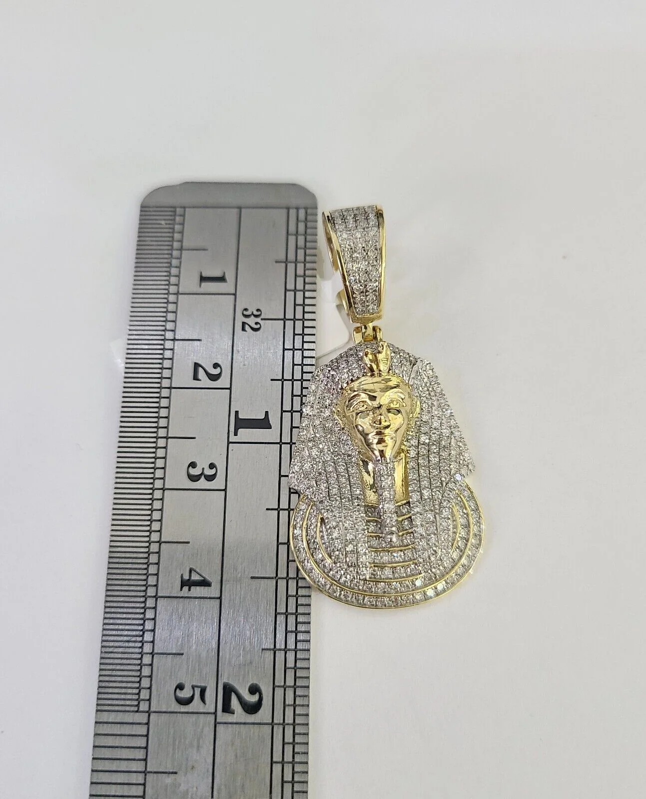 10k Solid Rope Chain Pharaoh Charm Diamond Set 4mm 20"-28" Necklace Gold Yellow - Image 6
