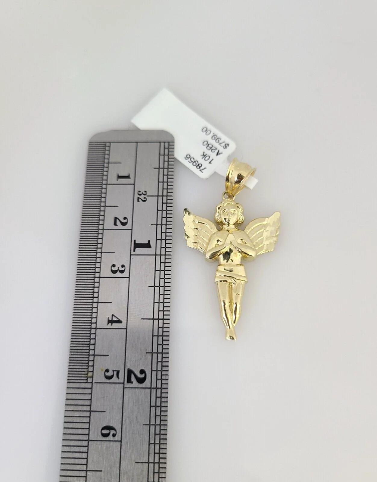 10k Solid Rope Chain Praying Angel Charm Pendant 3mm Set 18"-26" in Necklace - Image 4