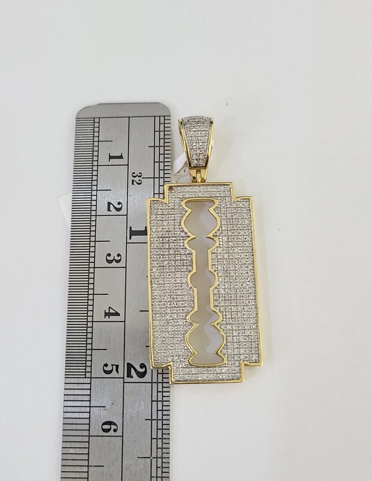 10k Solid Rope Chain Razor Blade Charm Diamond Set 4mm 20"-28" Necklace Gold - Image 4