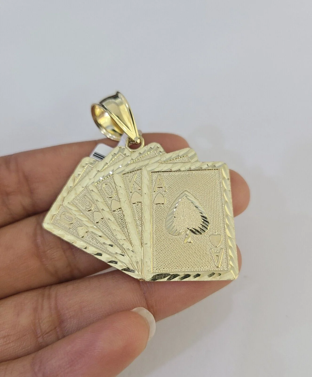 10k Solid Rope Chain Royal Flush Cards Charm Set 4mm 20"-28" Necklace Gold - Image 2