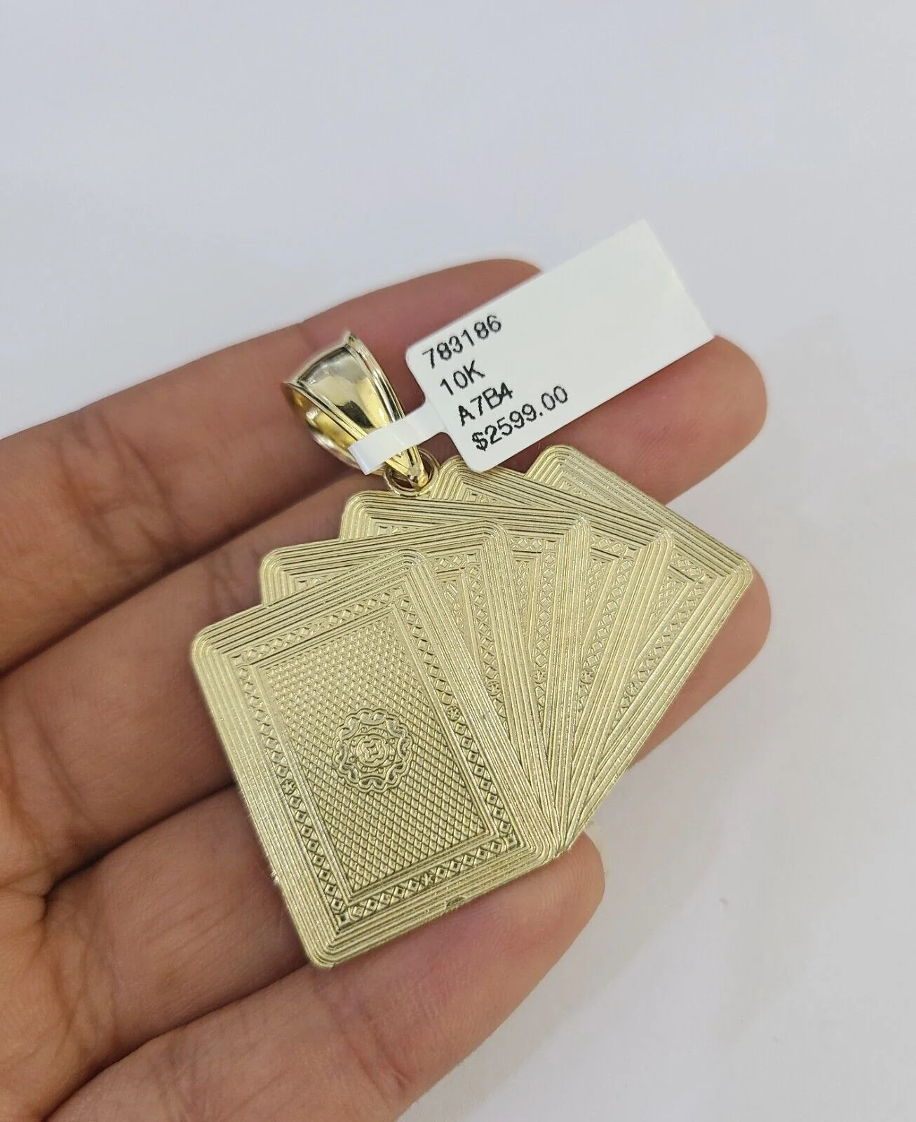 10k Solid Rope Chain Royal Flush Cards Charm Set 4mm 20"-28" Necklace Gold - Image 7