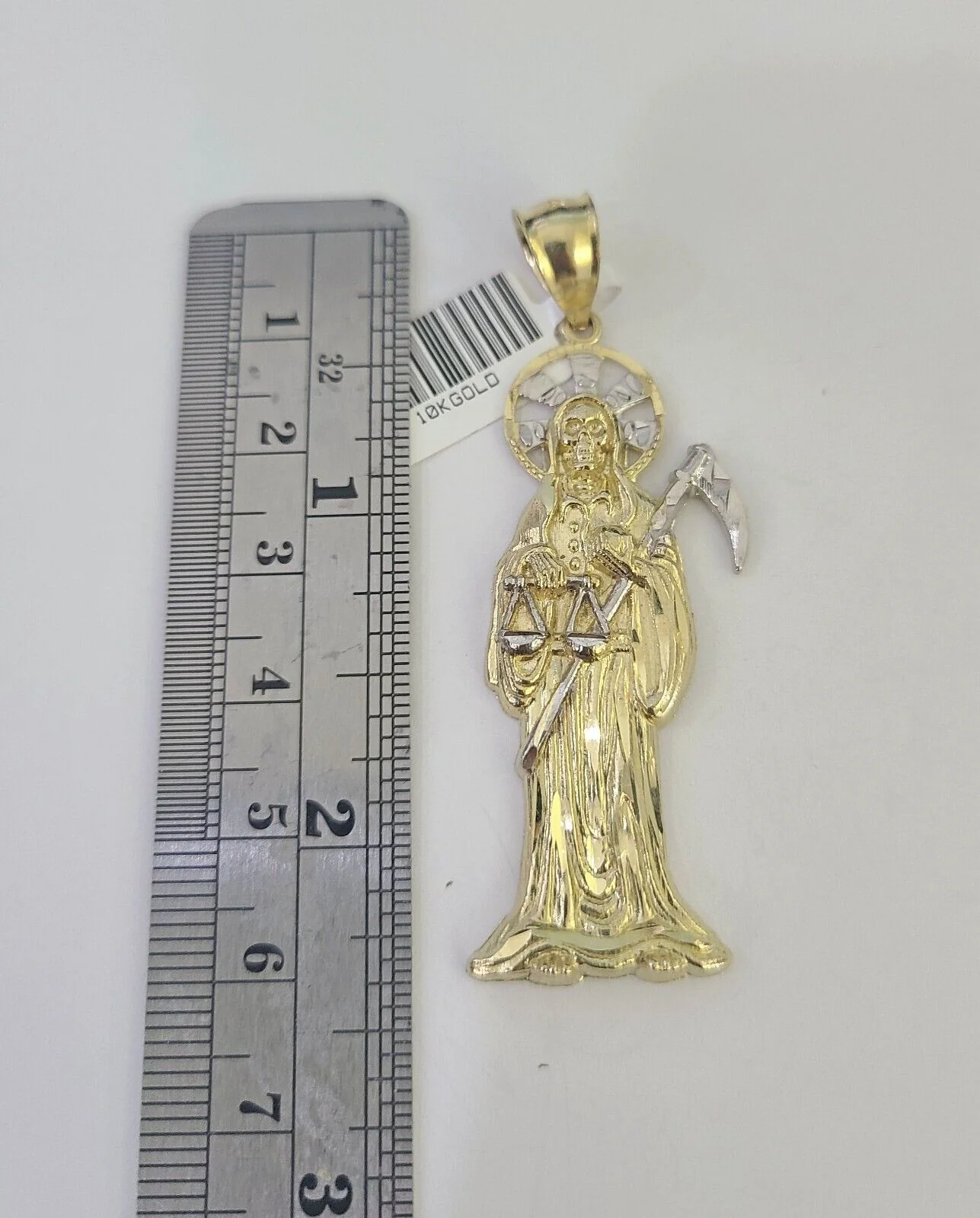 10k Solid Rope Chain Saint Reaper Charm Set 4mm 18"-30" Necklace Gold Pendant - Image 2