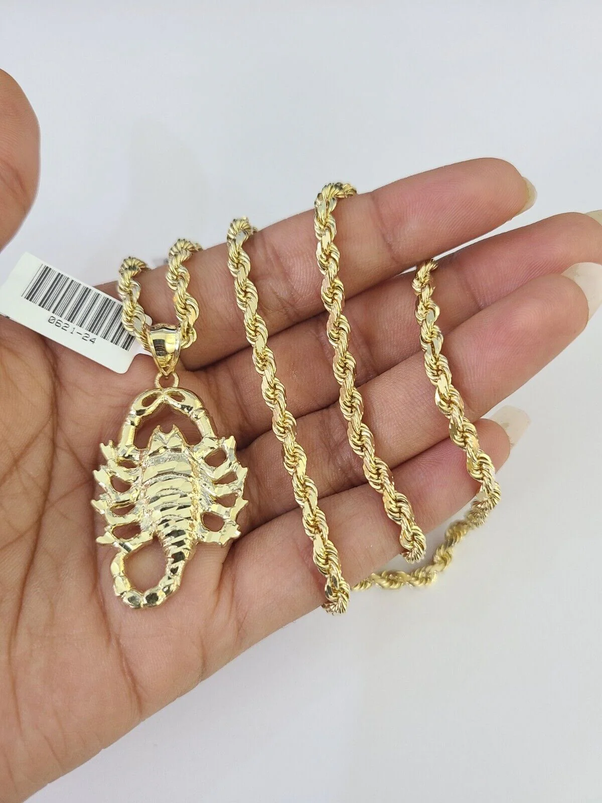 10k Solid Rope Chain Scorpion Charm Set 4mm 20"-28" Necklace Gold Yellow - Image 6