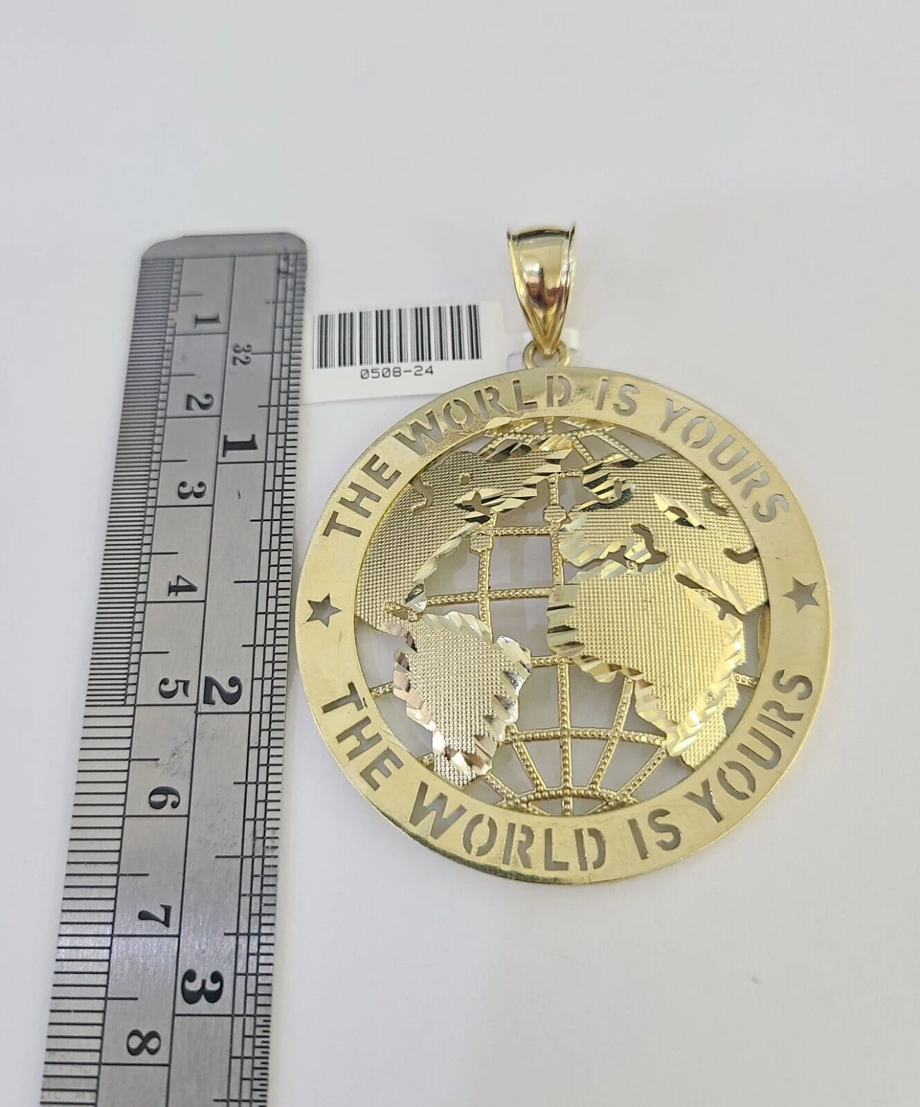 10k Solid Rope Chain World is Yours Charm Set 4mm 20"-28" Necklace Gold Yellow - Image 4