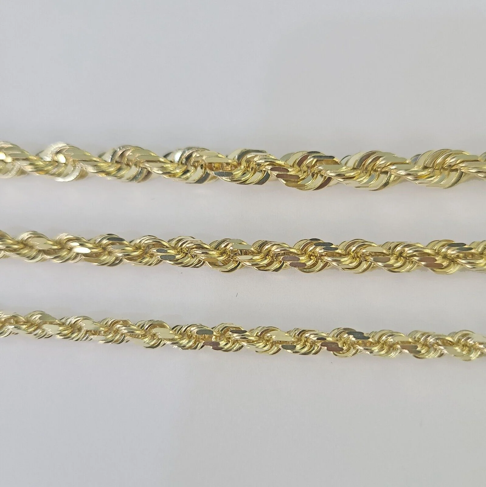 10k Solid Rope Chain Yellow Gold Necklace 4mm 5mm 6mm 20-30Inches Real Men Women - Image 3