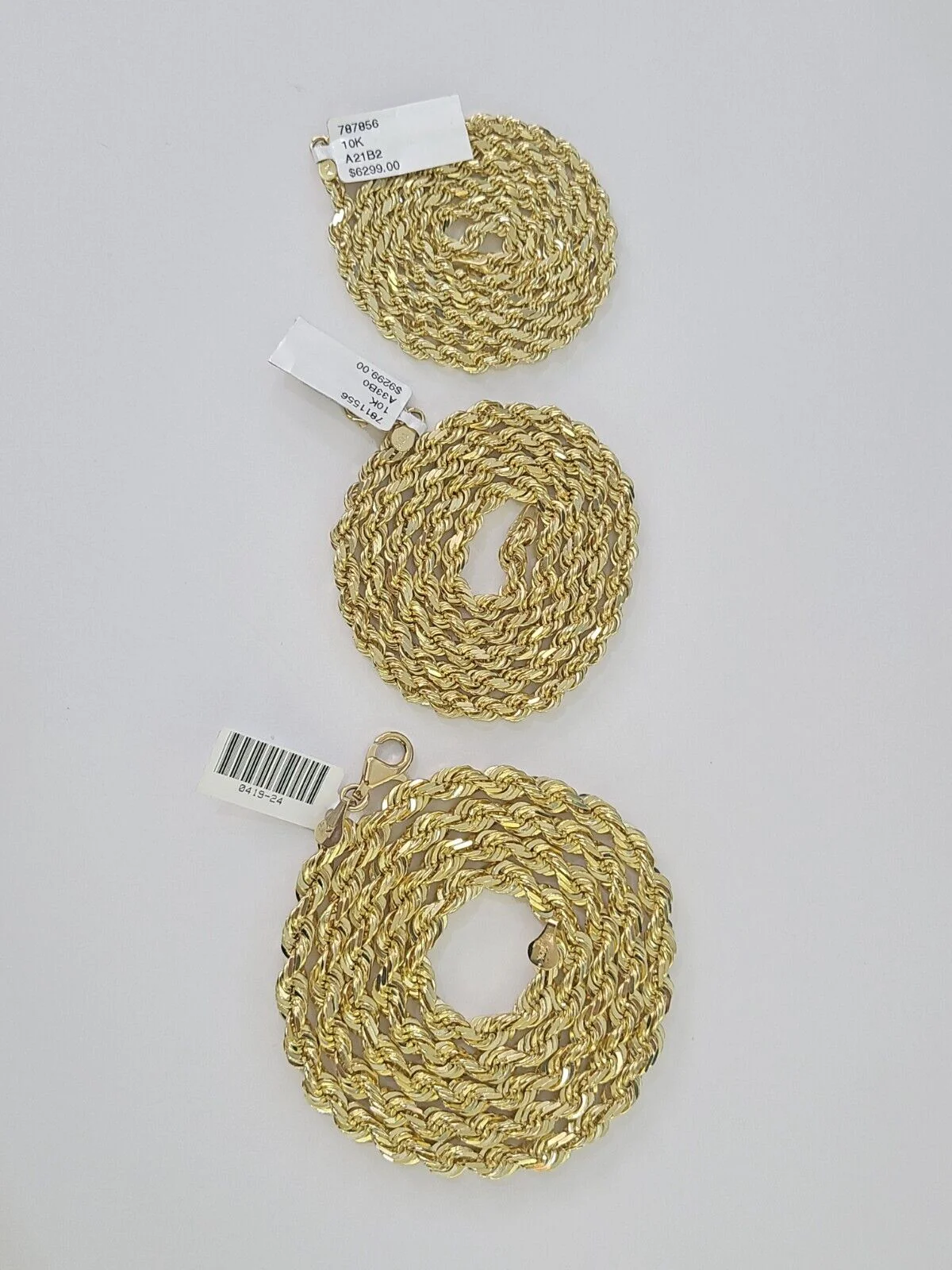10k Solid Rope Chain Yellow Gold Necklace 4mm 5mm 6mm 20-30Inches Real Men Women - Image 6