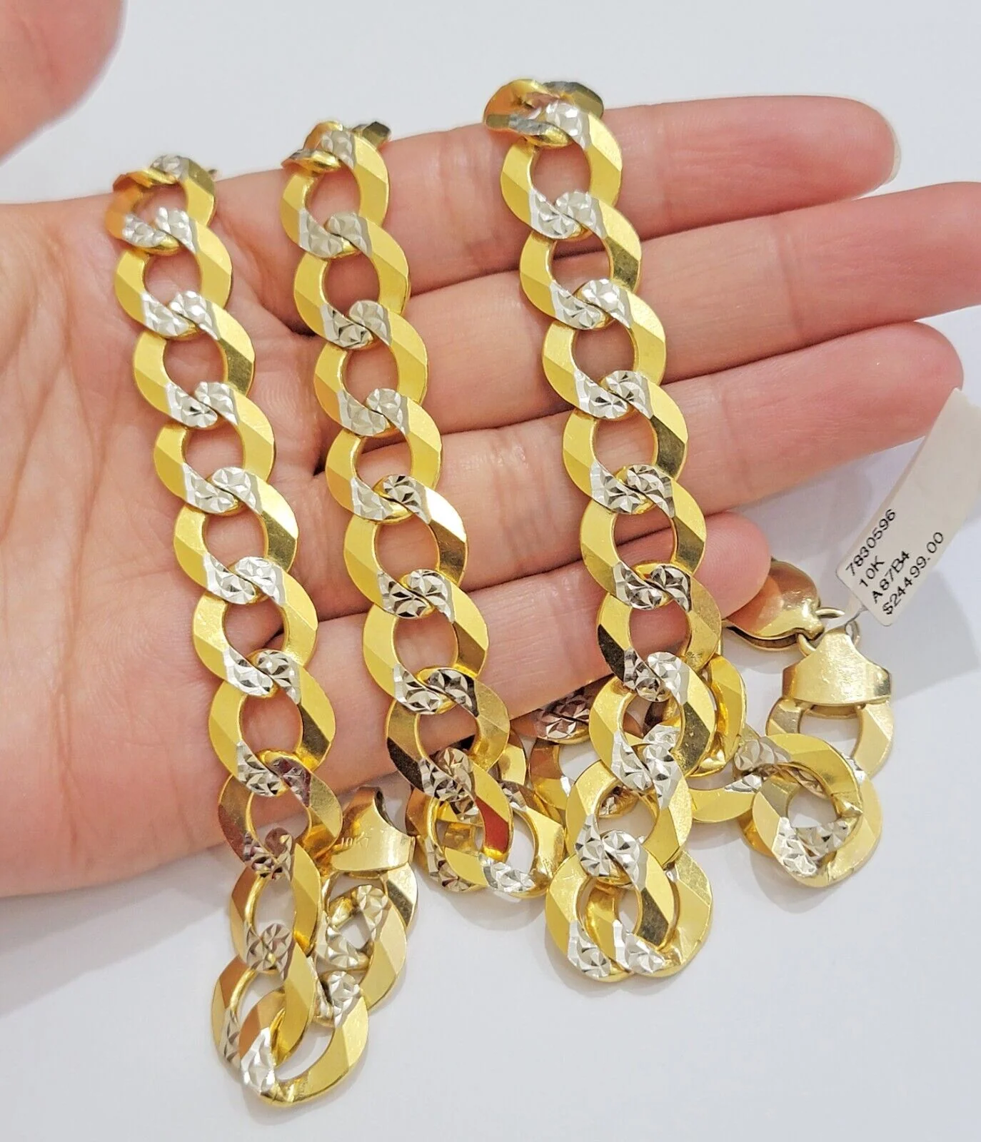 10K Solid Yellow Gold Cuban Curb Chain 12mm Diamond Cut Necklace 28'' Inches - Image 2