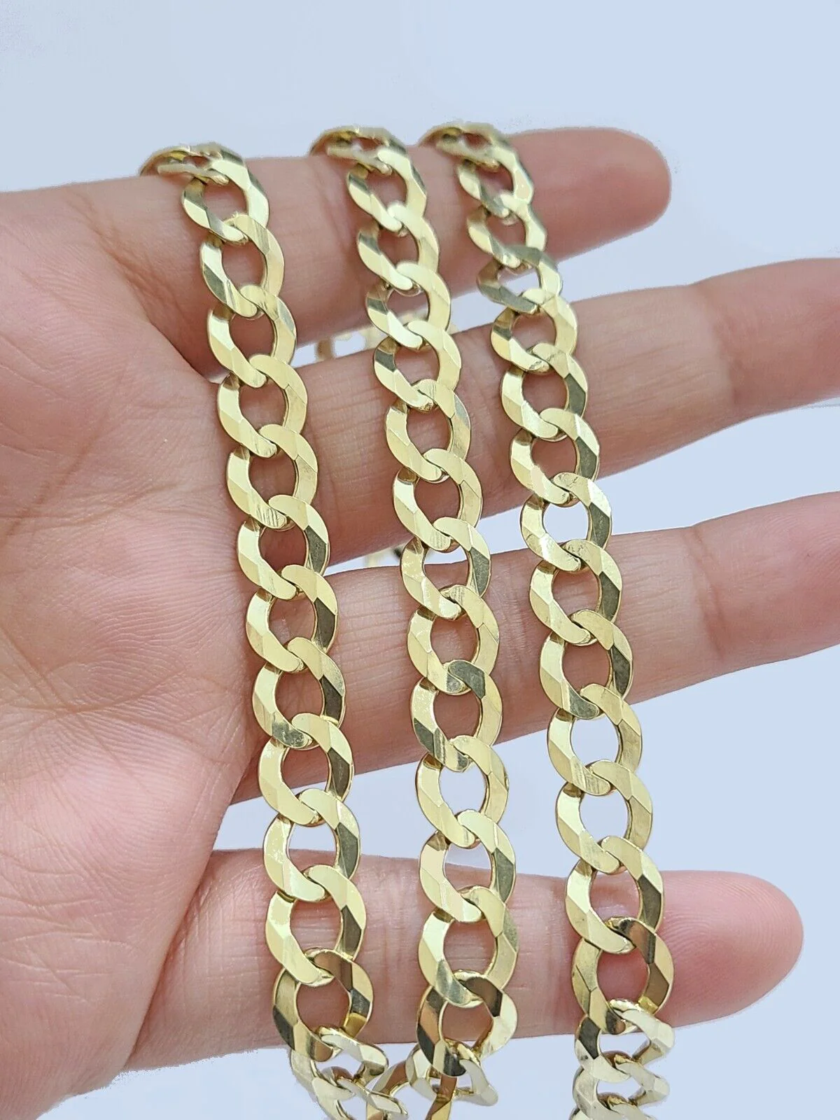 10k Solid Yellow Gold Cuban Curb Link Chain 8.5mm Necklace 22'' Lobster Lock - Image 2