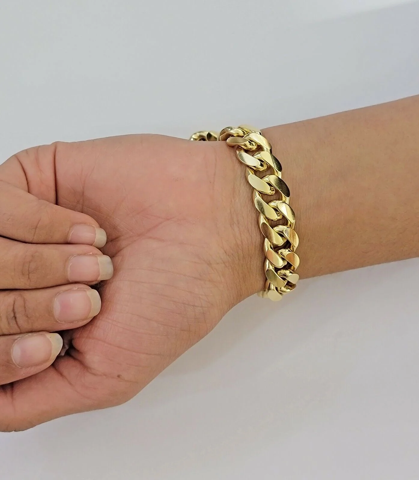 10k solid Yellow Gold Miami Cuban Bracelet 12.5 mm Link 8 inch Men's REAL 10kt - Image 3