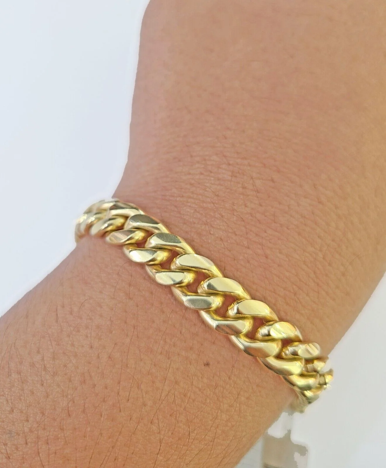 10k Solid Yellow Gold Miami Cuban Bracelet Size 8.5mm 8inches Men Women - Image 3