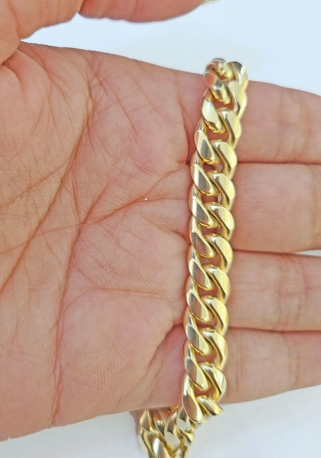 10k Solid Yellow Gold Miami Cuban Bracelet Size 8.5mm 8inches Men Women - Image 4