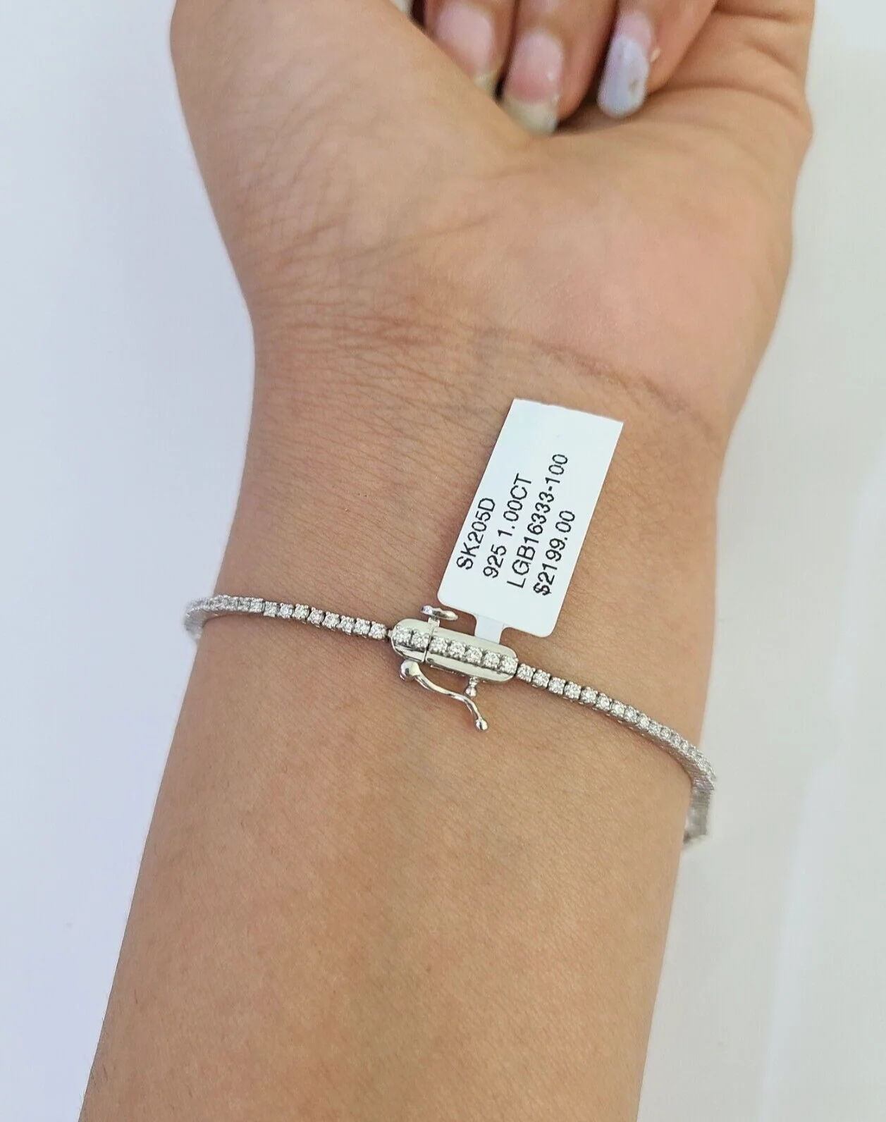 10K Sterling Silver Diamond Bracelet Women Ladies 7" REAL Genuine 925 - Image 2