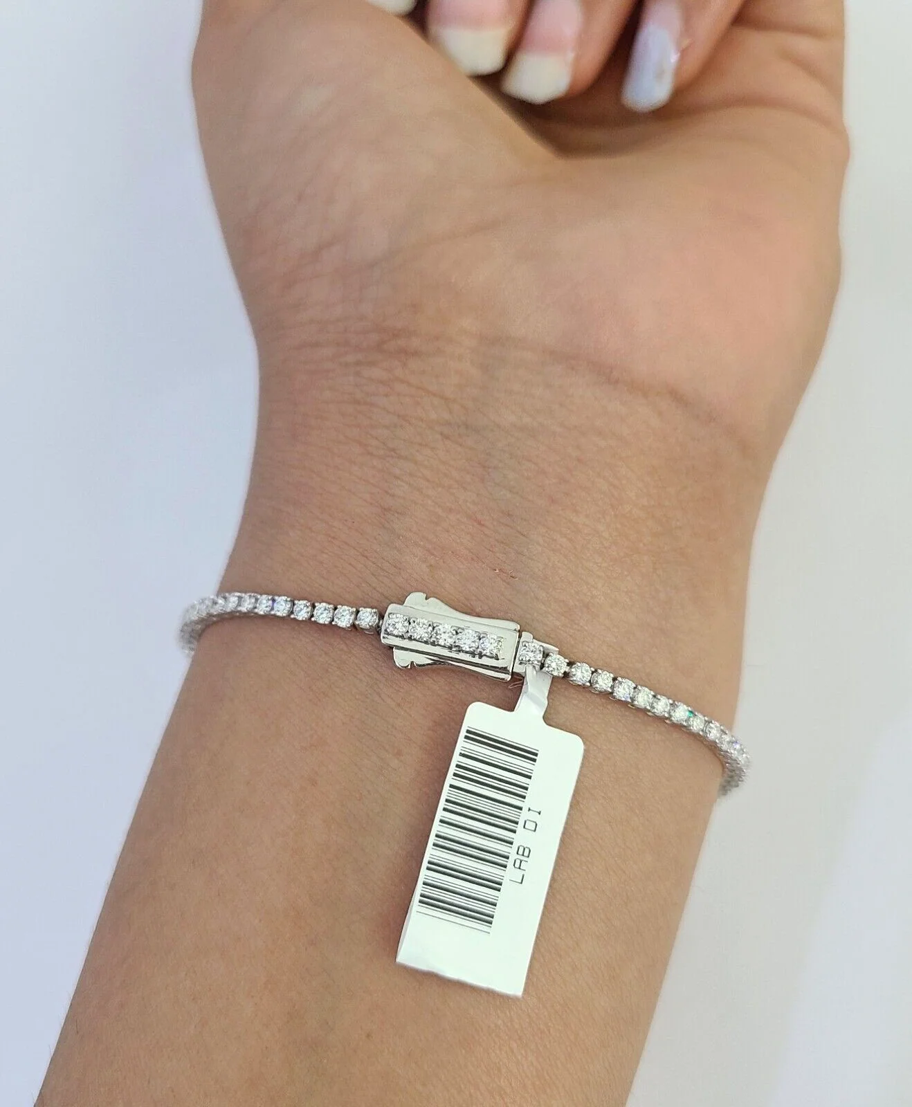 10K Sterling Silver Diamond Bracelet Women Ladies 7" REAL Genuine 925 - Image 3