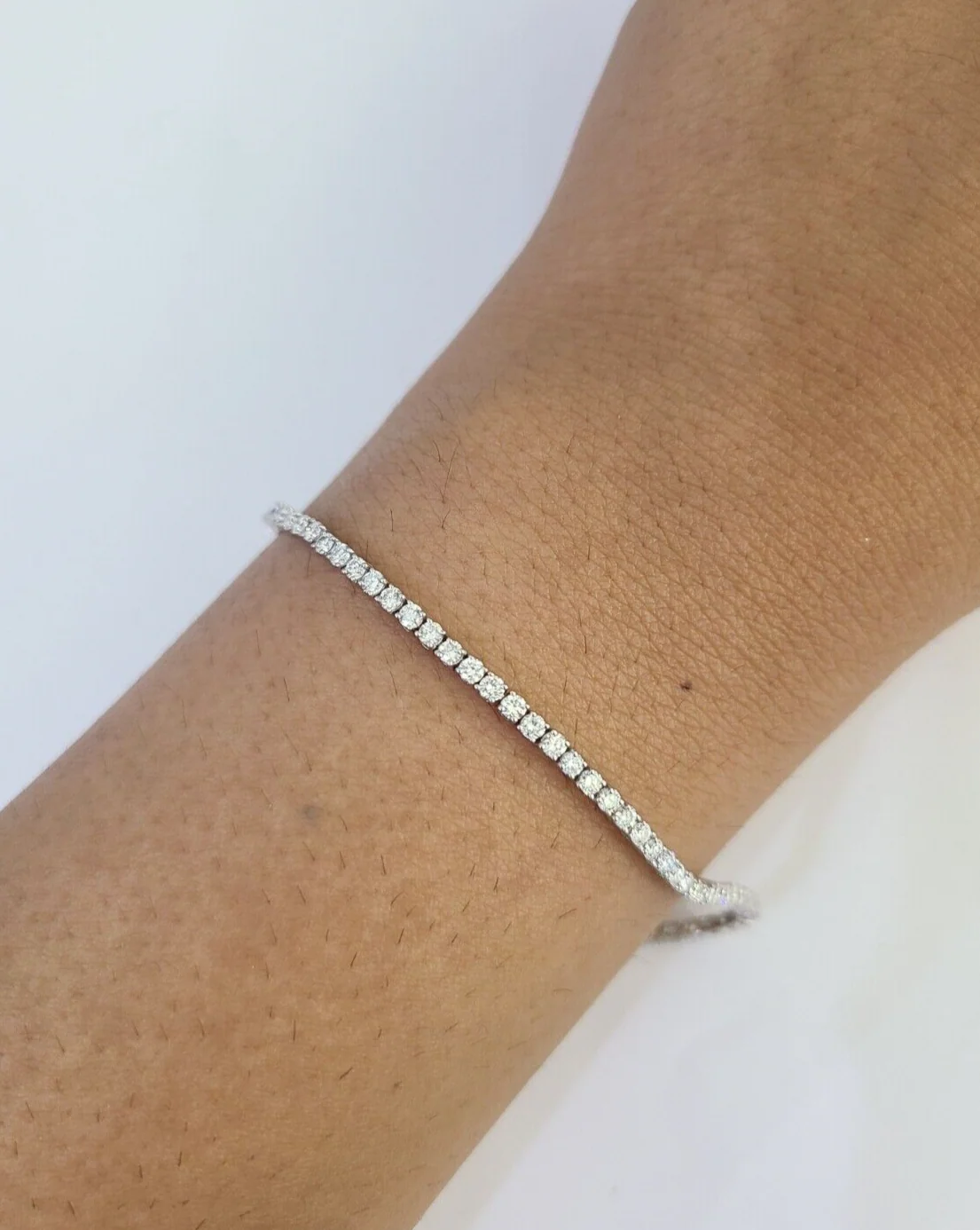 10K Sterling Silver Diamond Bracelet Women Ladies 7" REAL Genuine 925 - Image 5