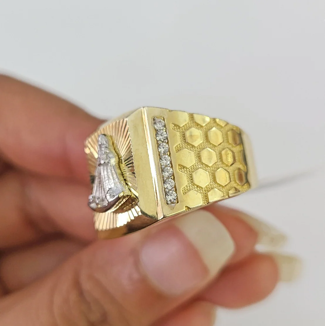10k Virgin Mary Ring Casual Band Yellow Gold Genuine Brand New Religious All Sizes - Image 6