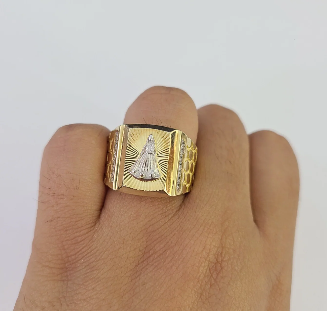 10k Virgin Mary Ring Casual Band Yellow Gold Genuine Brand New Religious All Sizes - Image 8