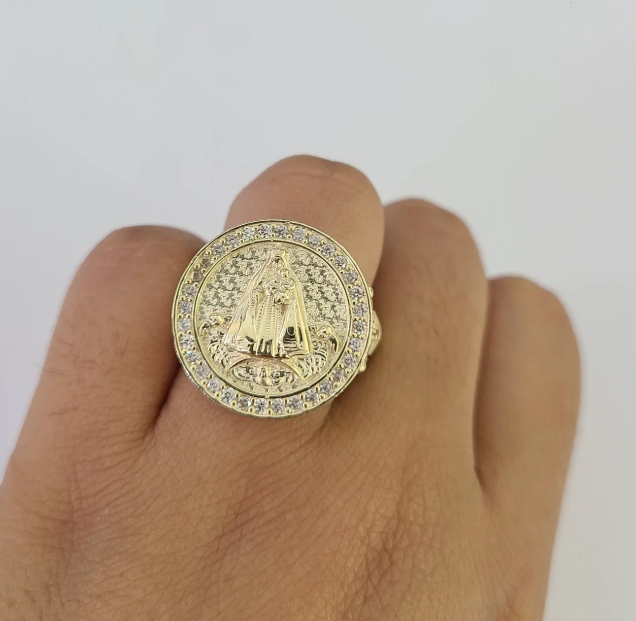 10k Virgin Mary Ring Casual Band Yellow Gold Genuine Brand New Religious All Sizes - Image 2