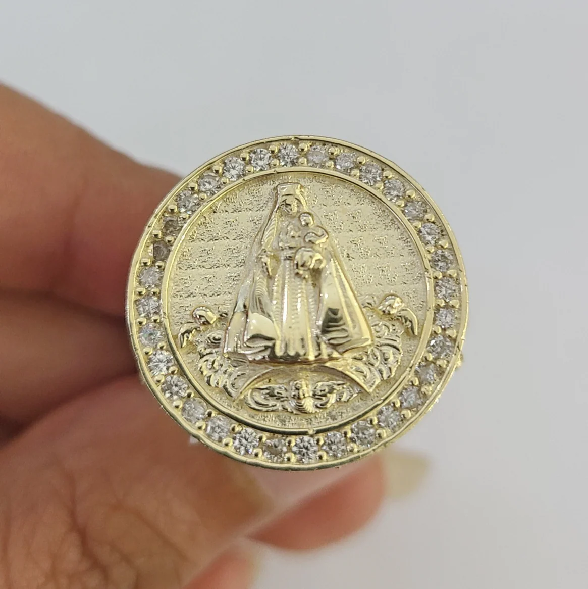 10k Virgin Mary Ring Casual Band Yellow Gold Genuine Brand New Religious All Sizes - Image 3
