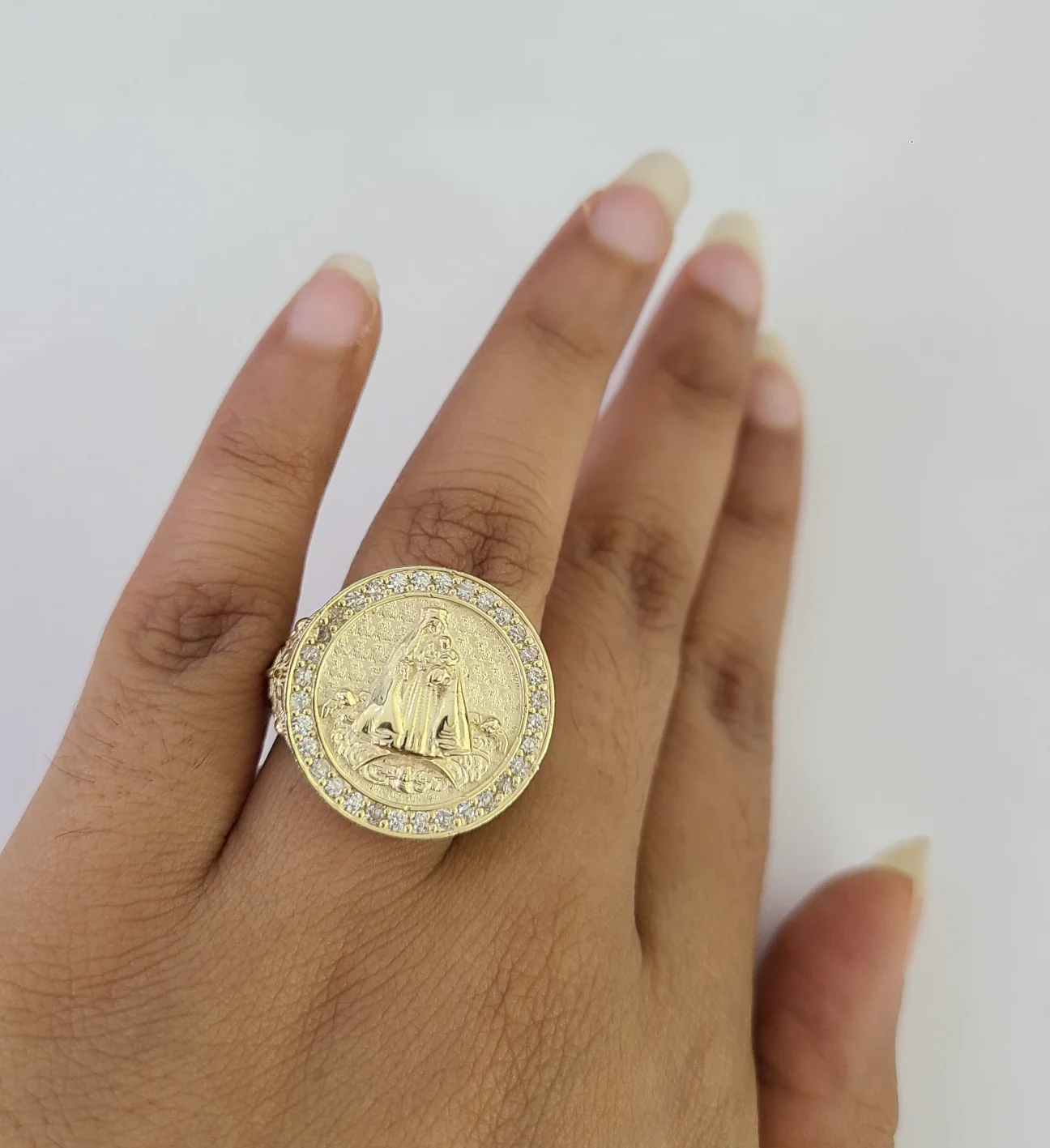 10k Virgin Mary Ring Casual Band Yellow Gold Genuine Brand New Religious All Sizes - Image 7